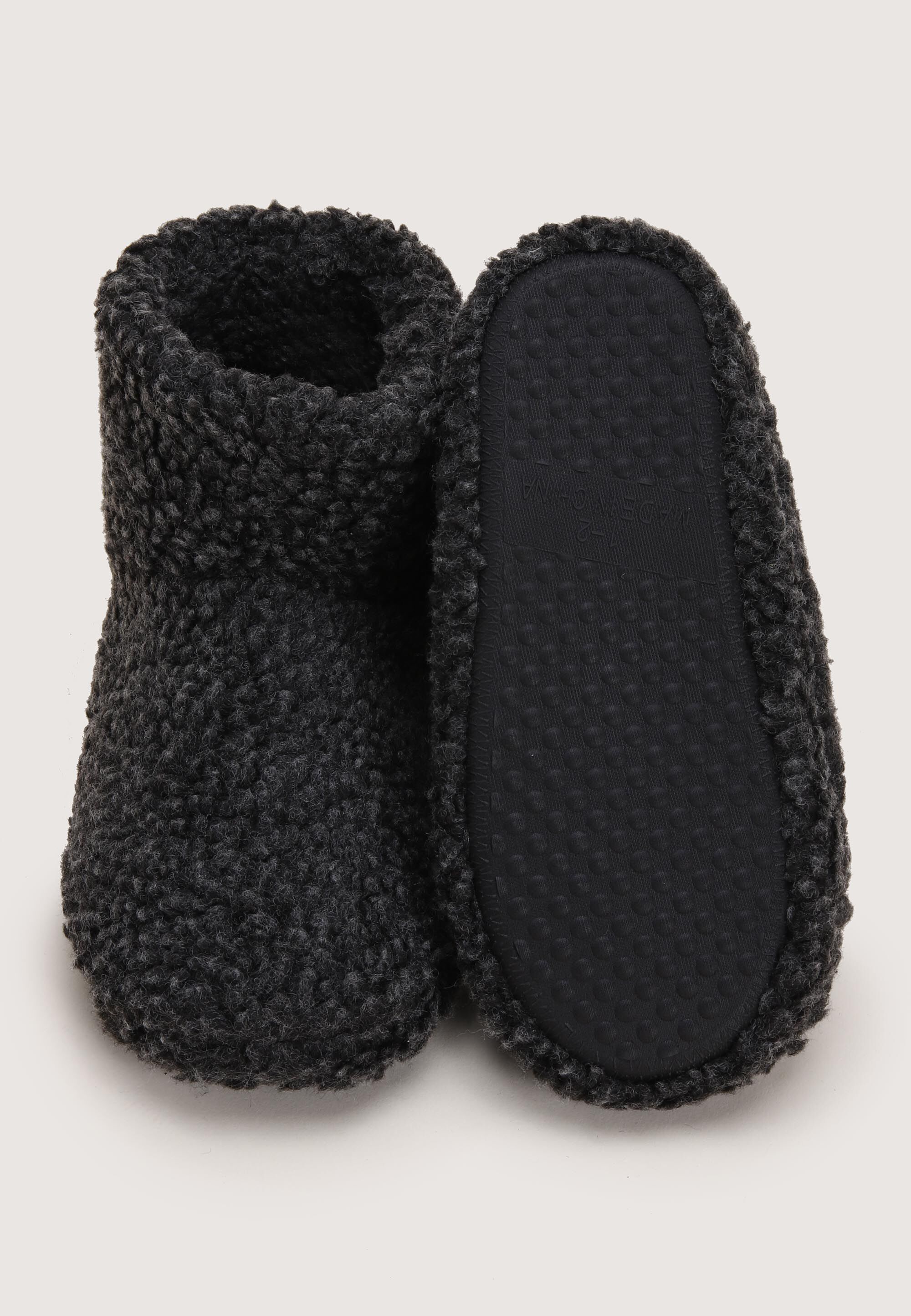Older Boys Grey Fluffy Boot Slippers