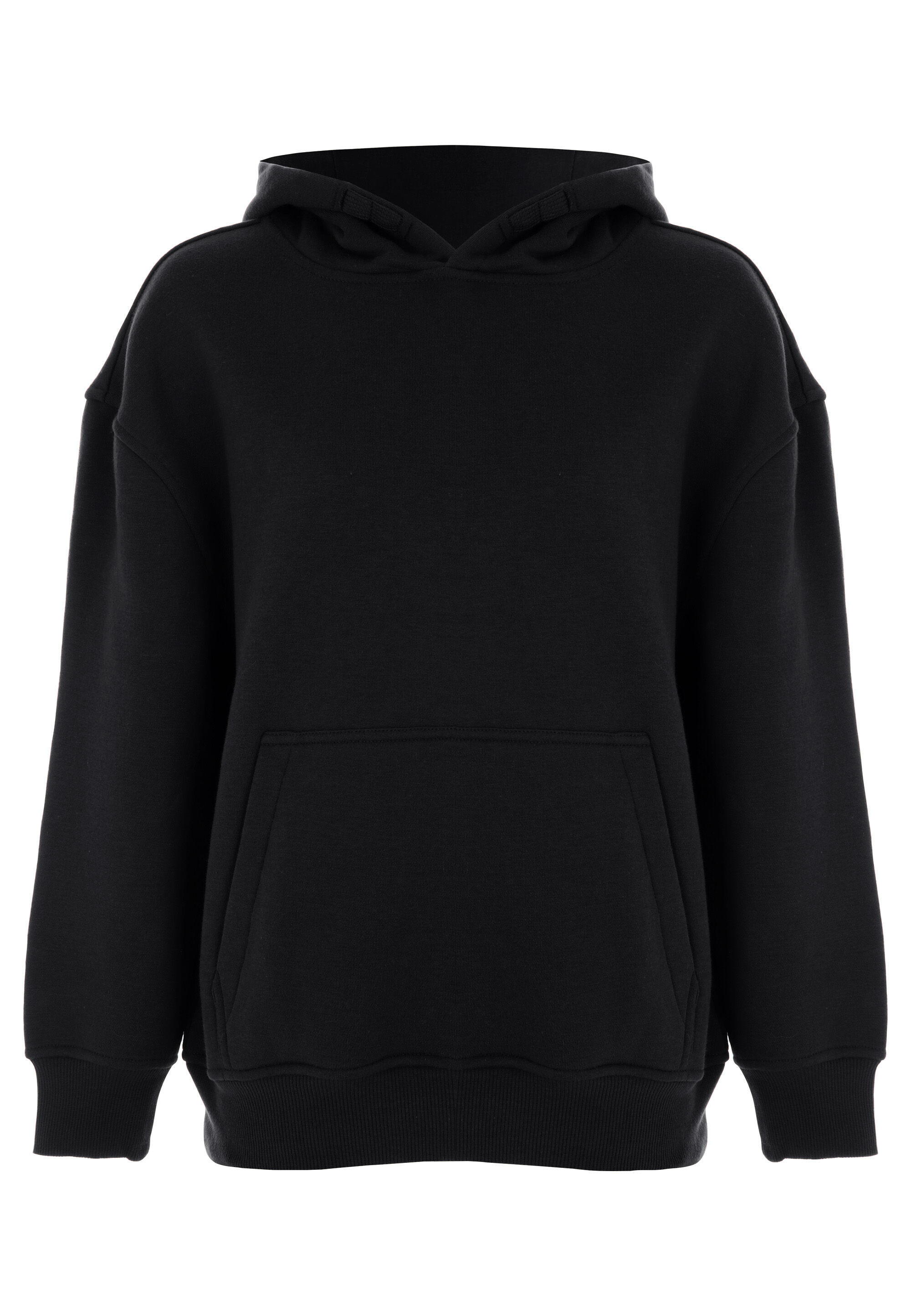 Older Boys Black Plain Casual Hoody