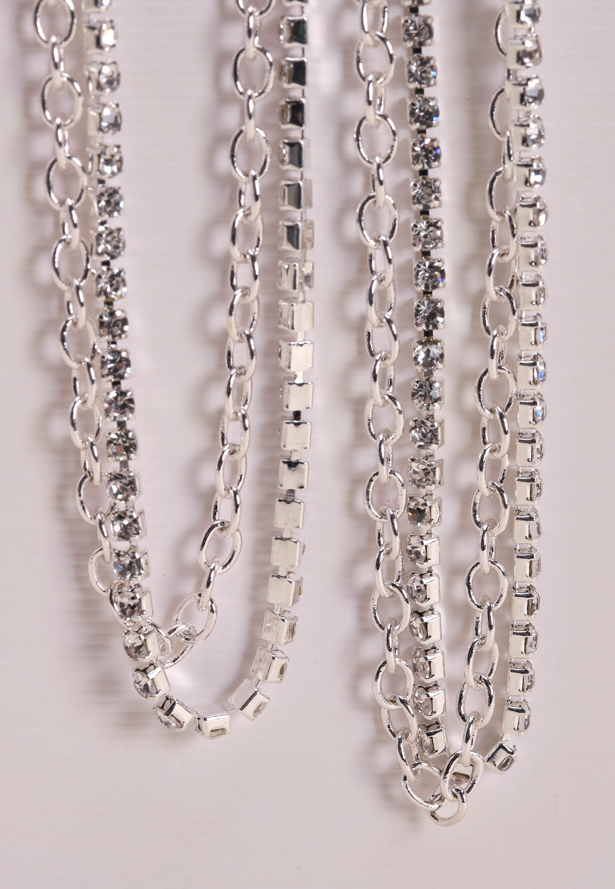 Womens Silver Diamante Sunglasses Chain