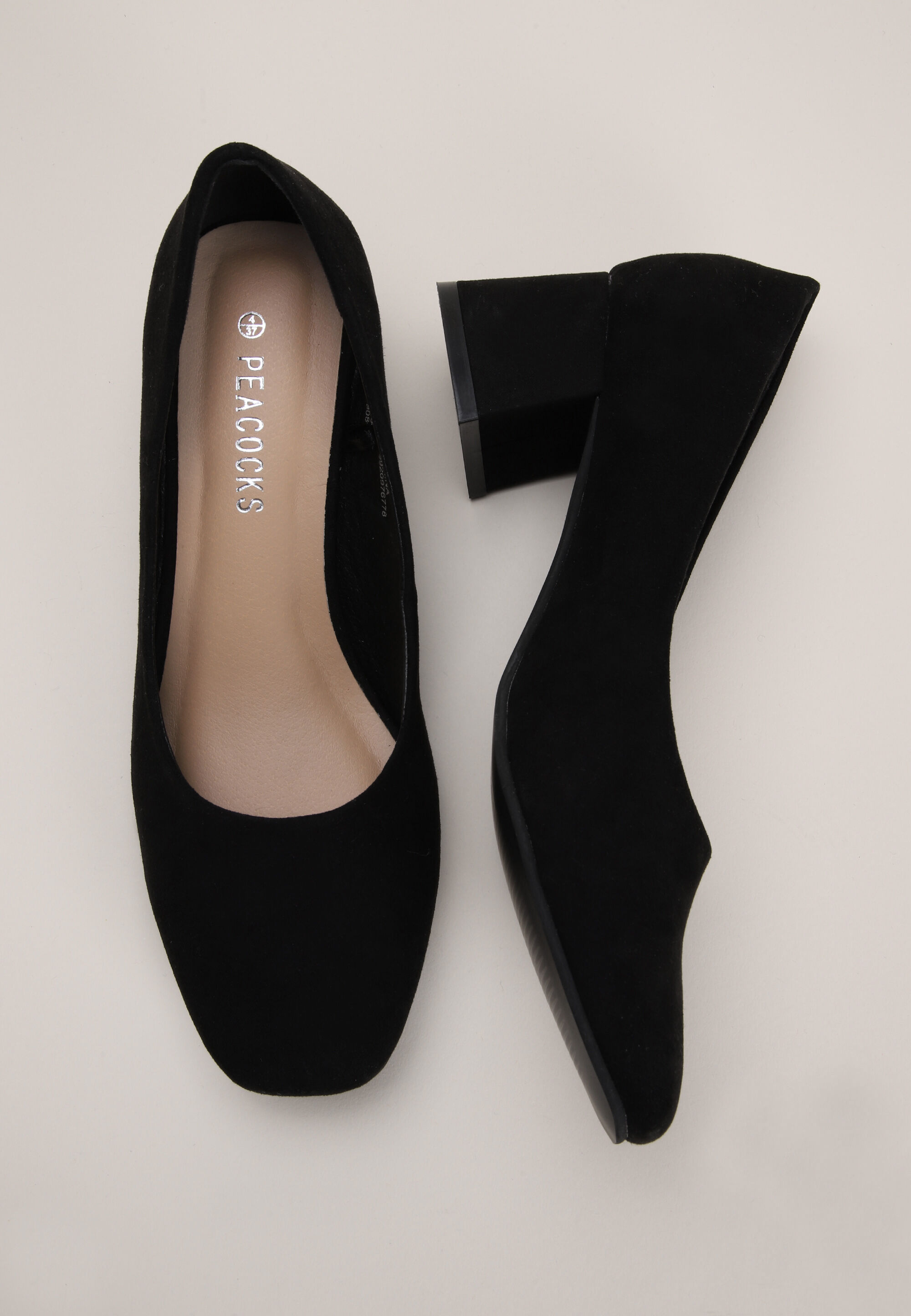 Womens Black Block Heeled Pumps