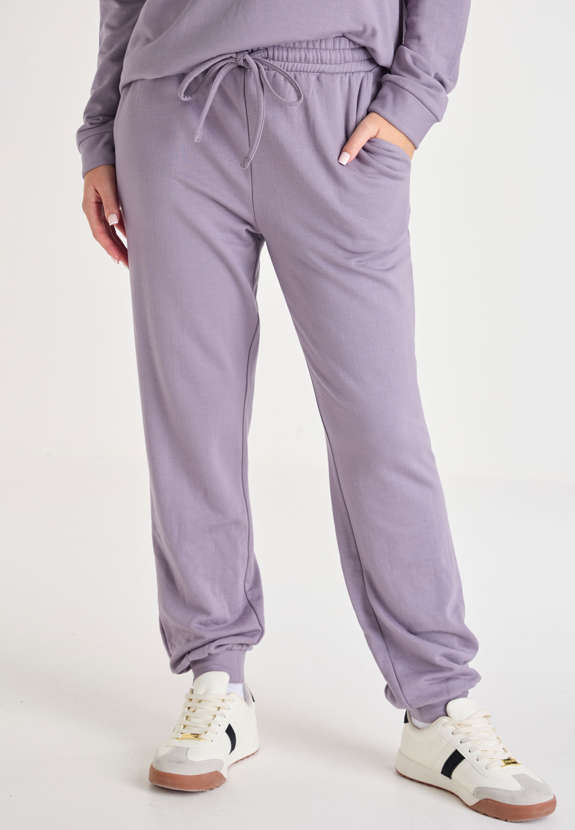 Womens Lilac Brushed Jogger Pyjama Bottoms