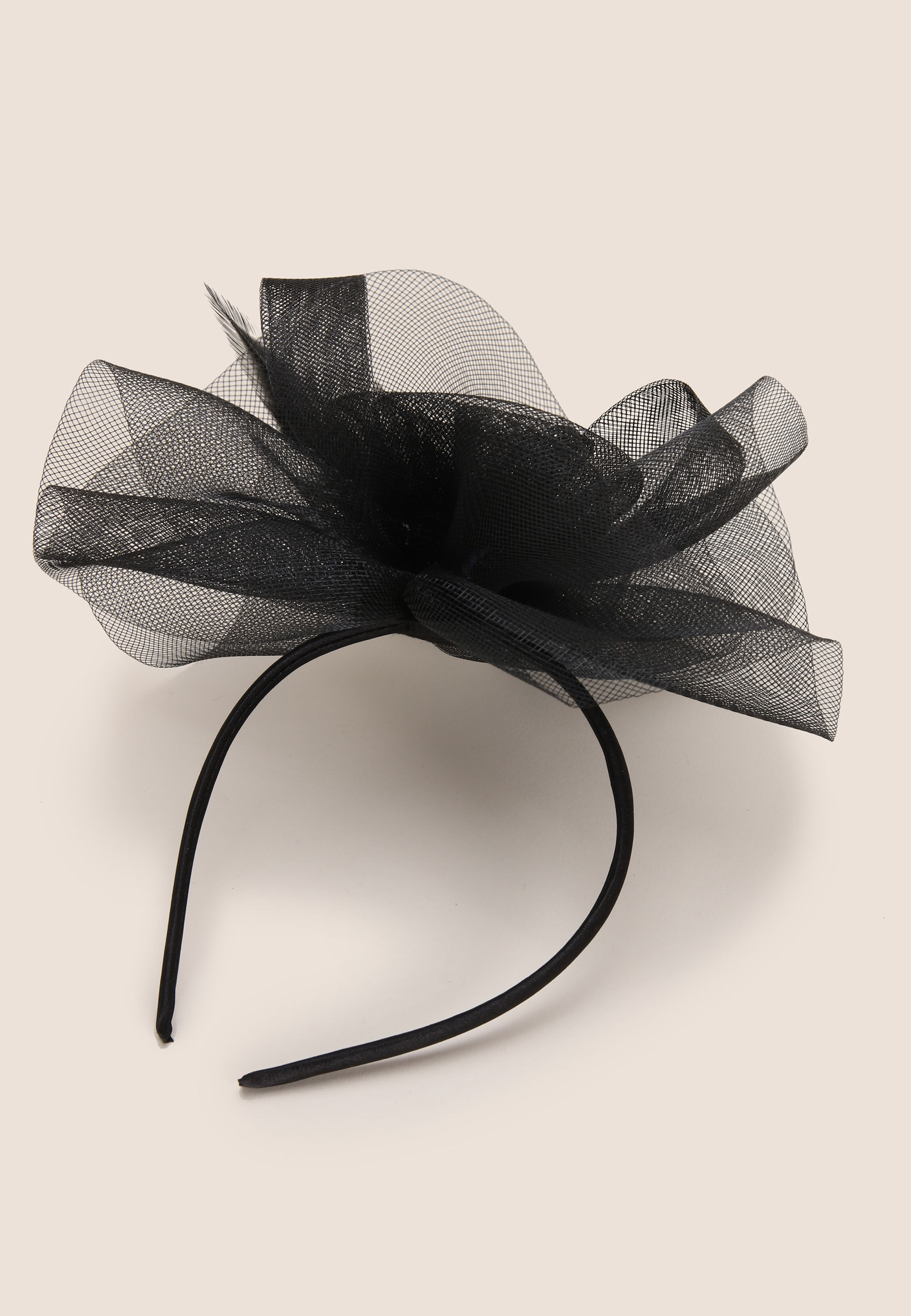 Womens Black Large Flower Fascinator Headband