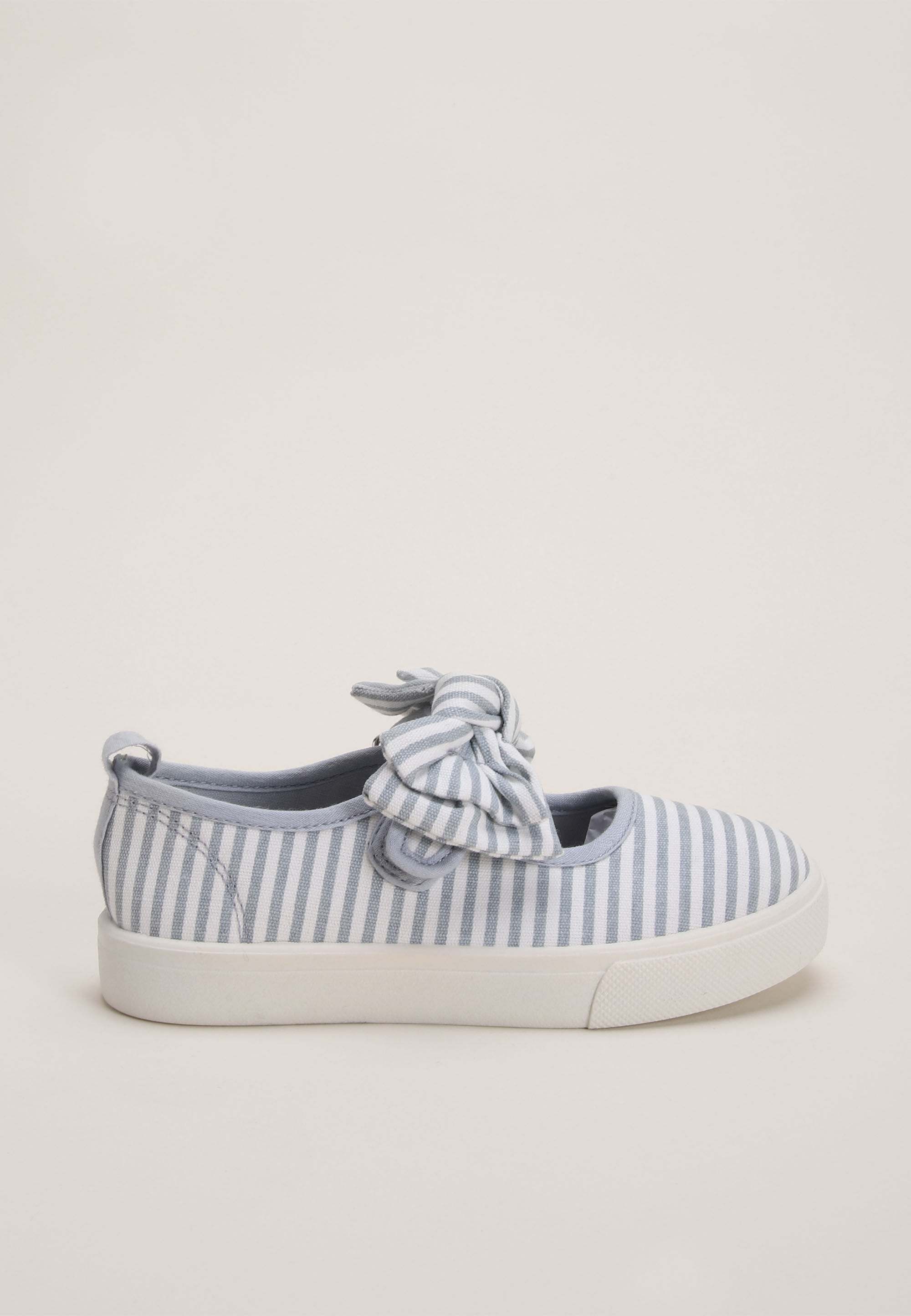 Younger Girls Blue Stripe Canvas Pump Trainers