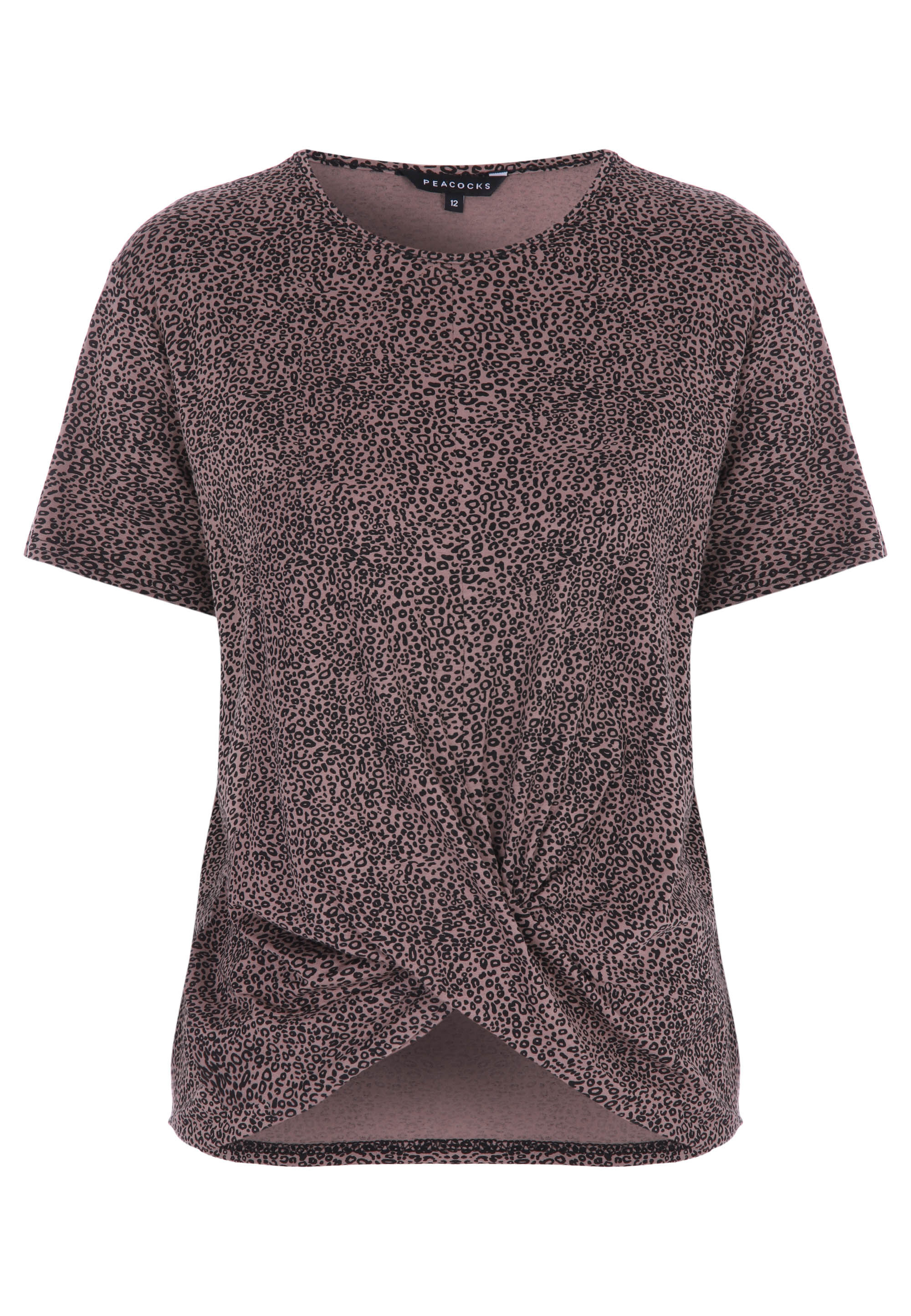 Womens Brown Leopard Print Front Twist Top