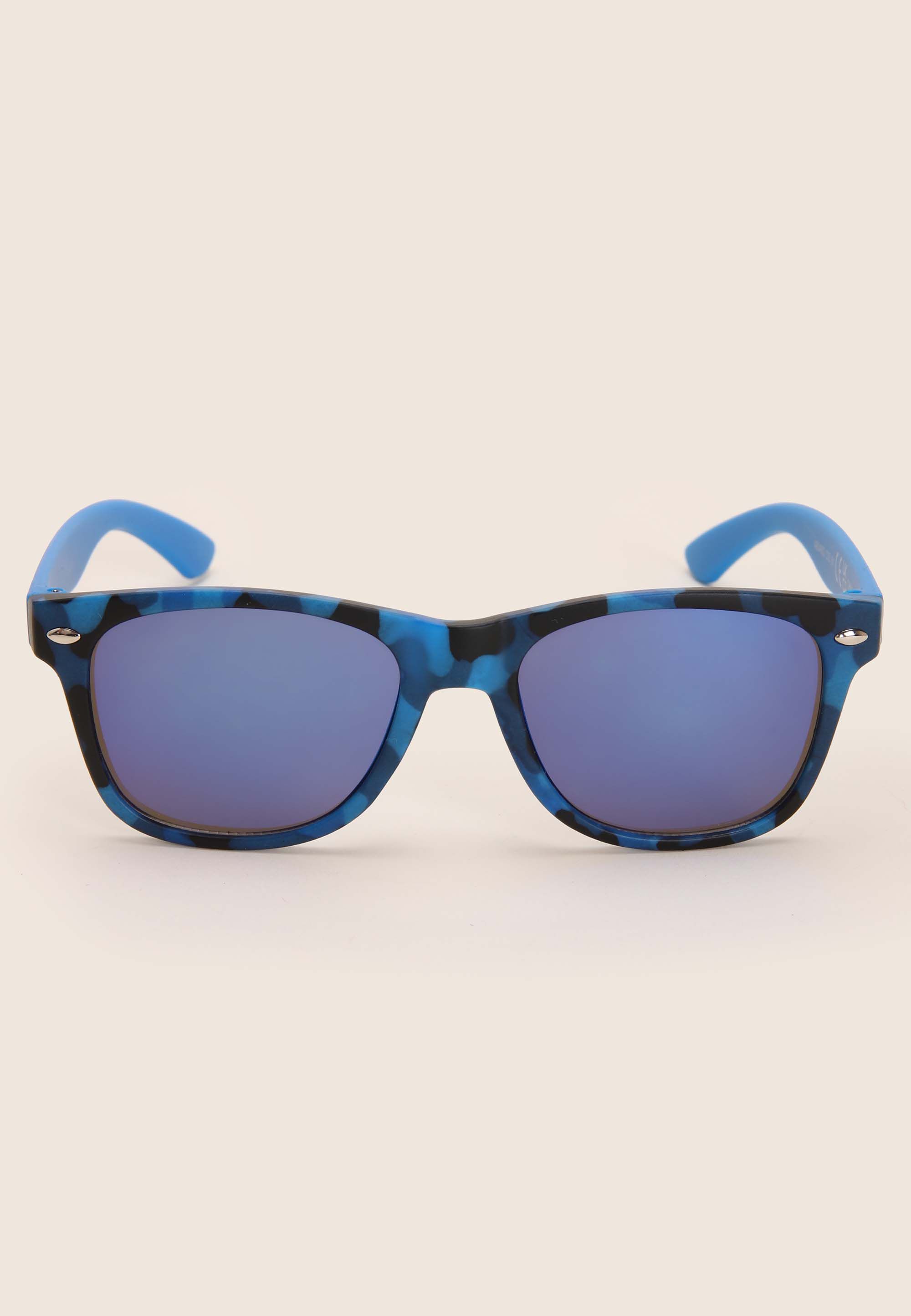 Boys Blue Printed Retro Sunglasses