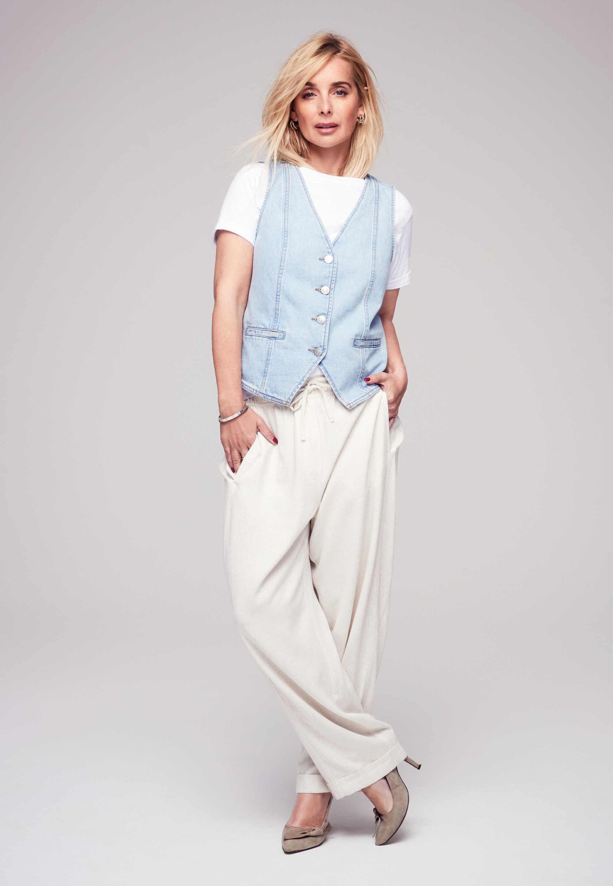 Womens Natural Linen Blend Tapered Trousers