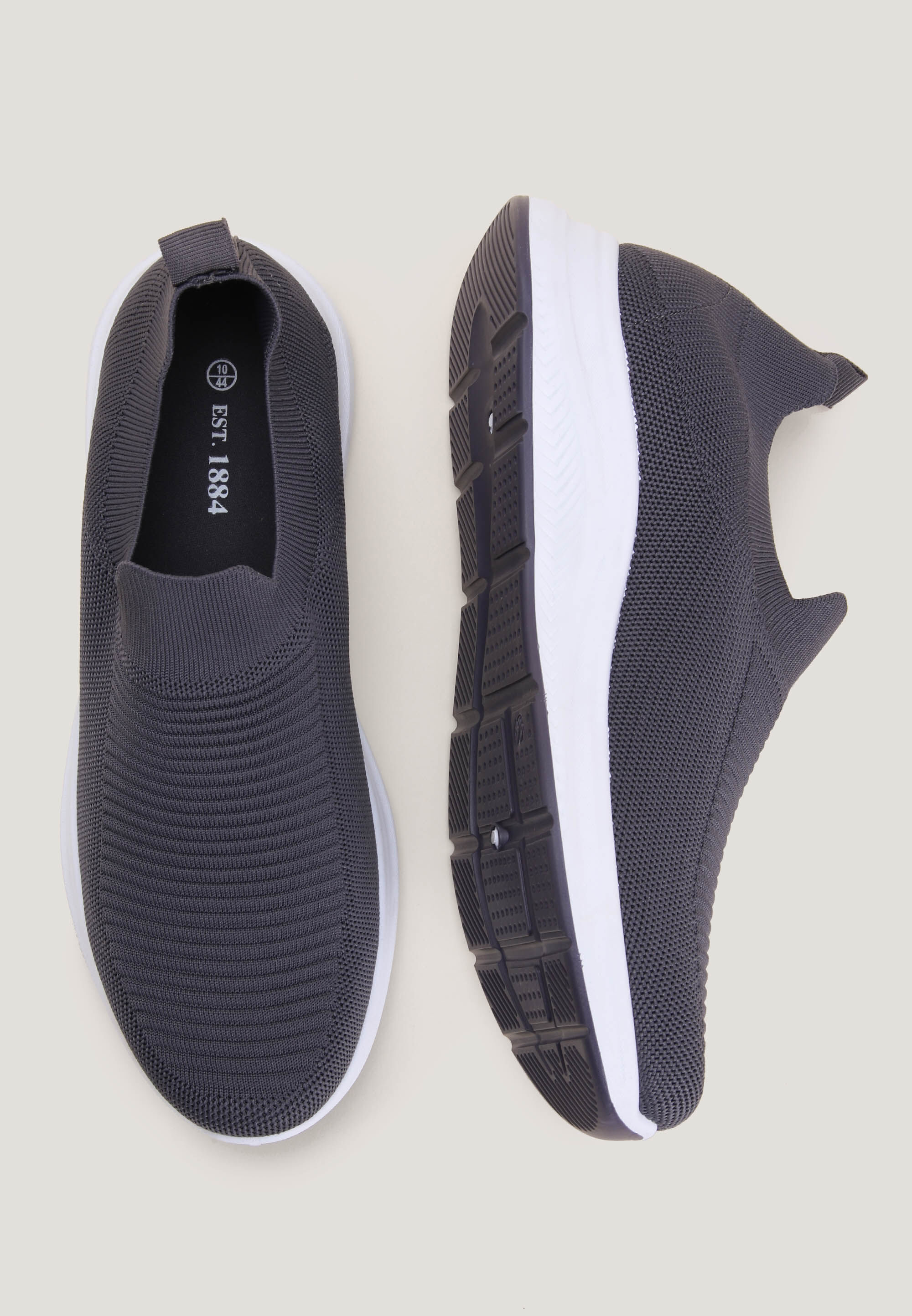 Mens Grey Casual Slip On Comfort Trainer