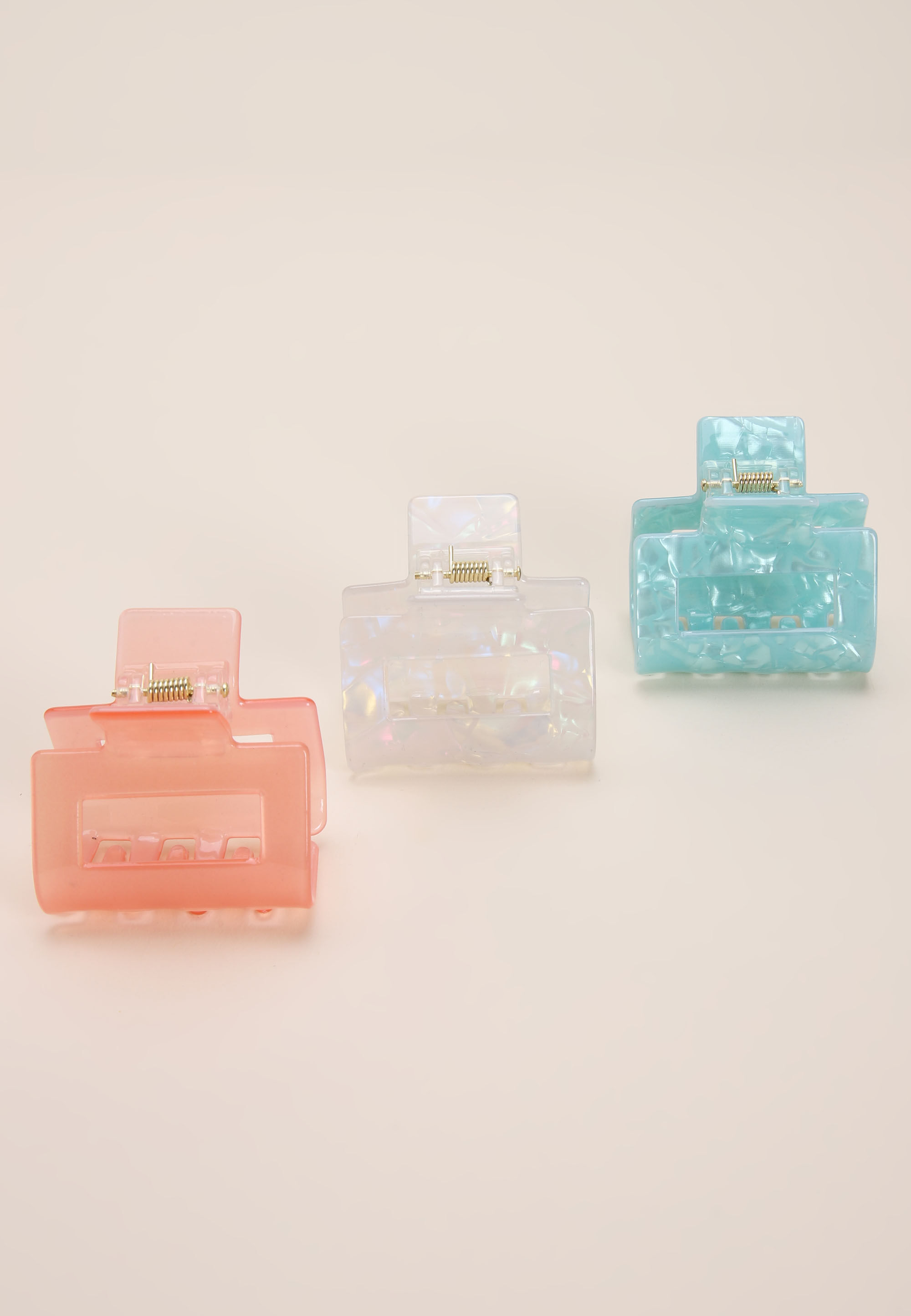 Womens 3pk Assorted Marbled Bulldog Clips