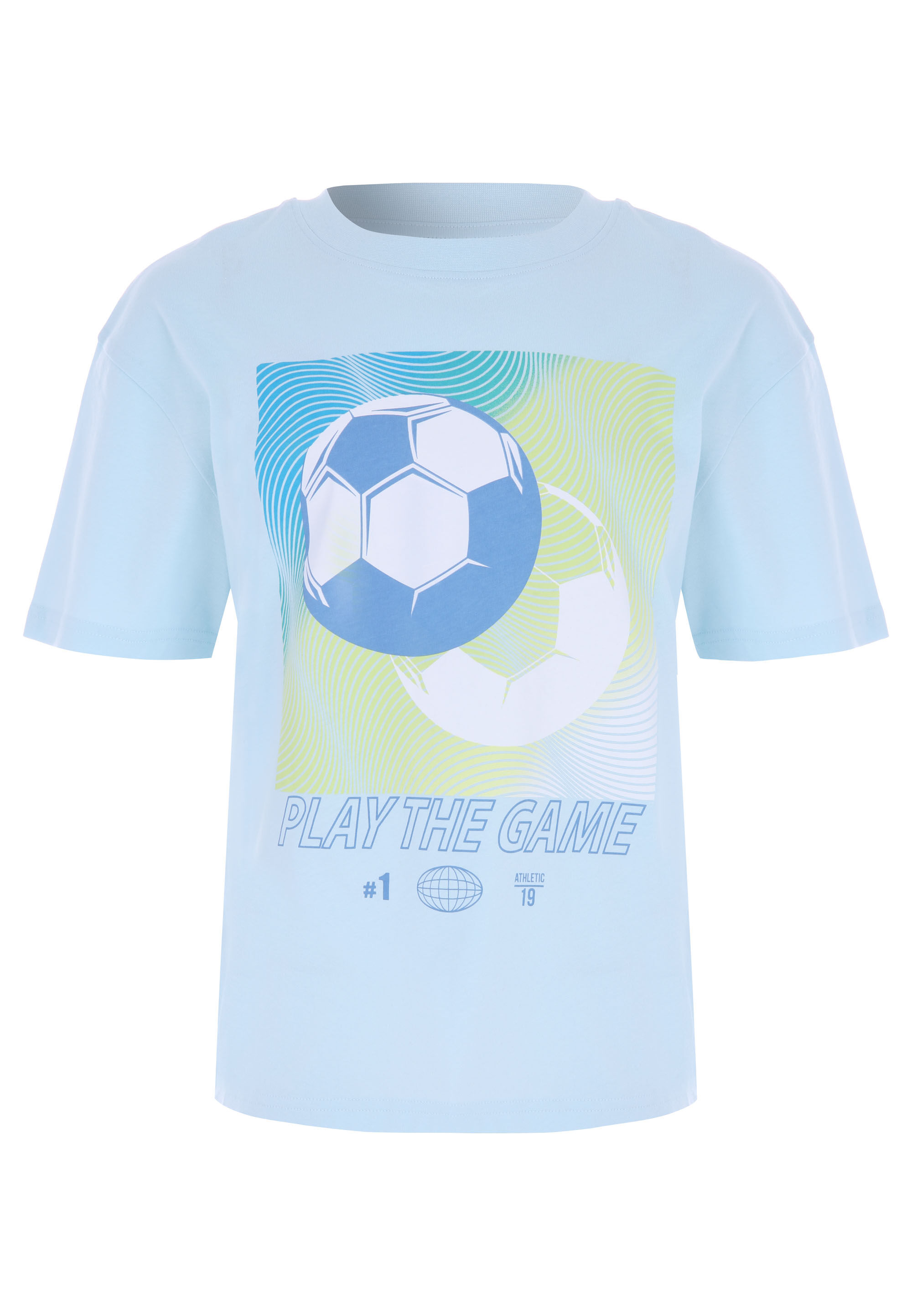 Older Boys Aqua Blue Football Graphic Print T-Shirt