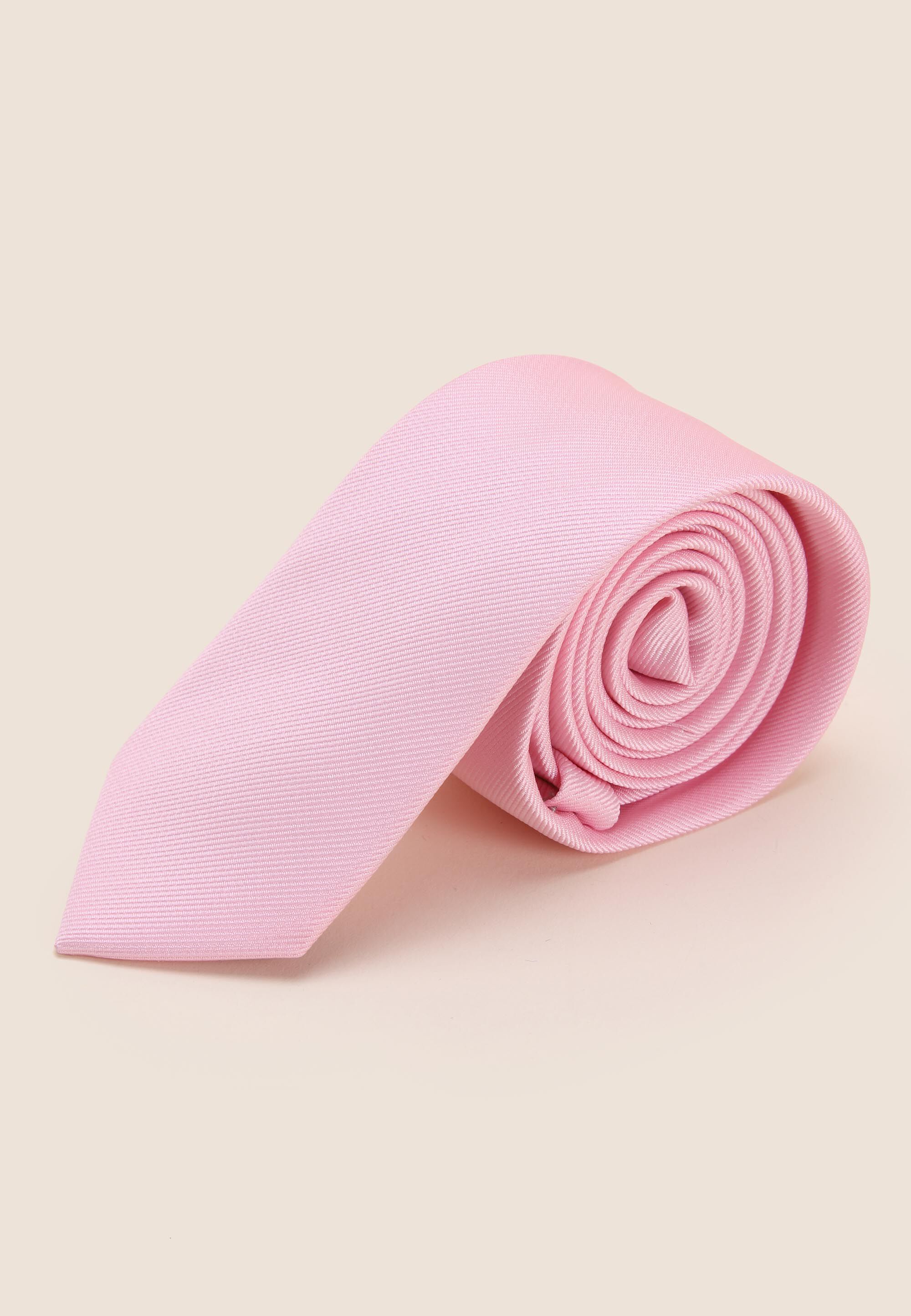 Mens Pink Plain Tie & Pocket Square Set