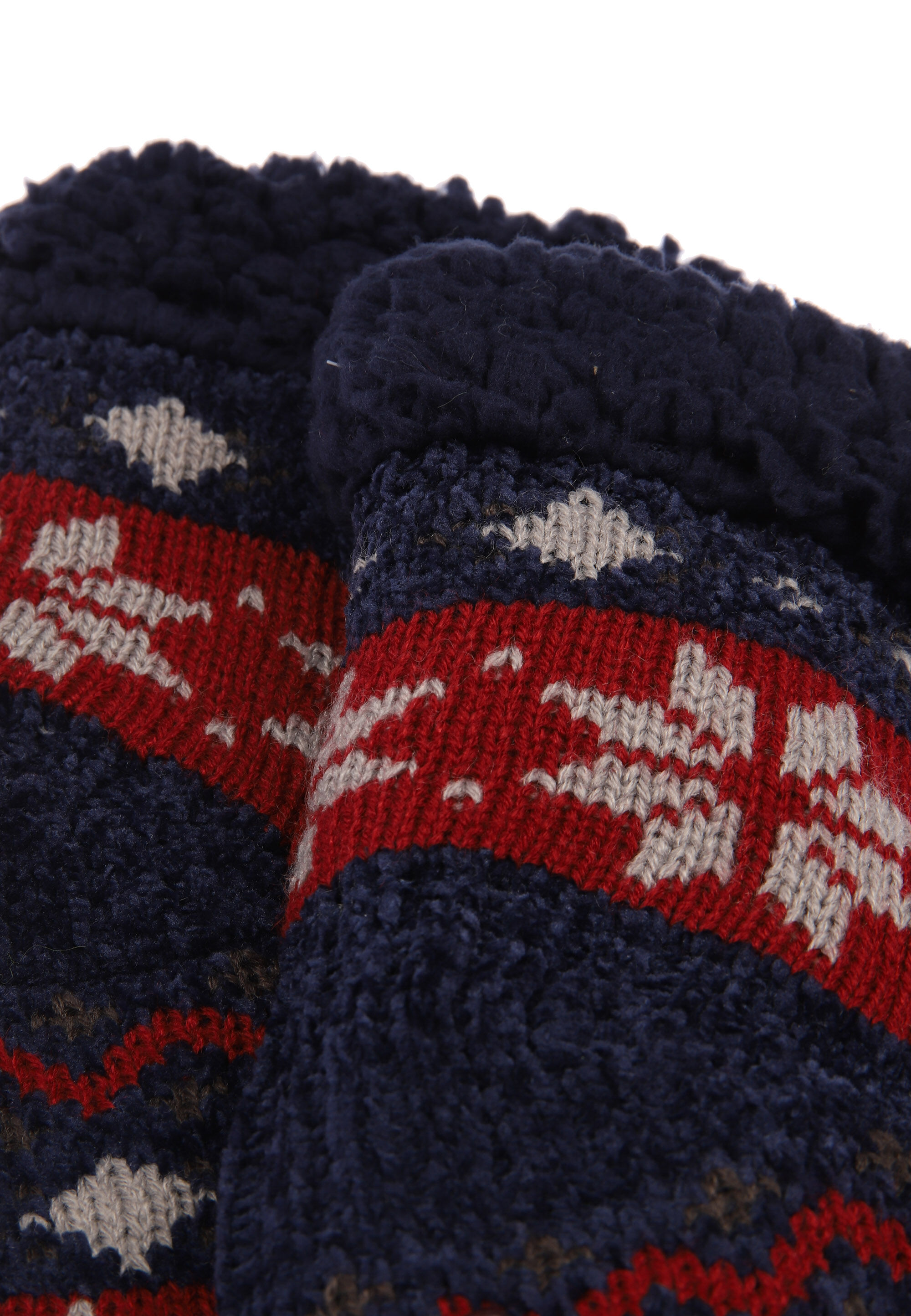 Mens 1pk Navy Fairisle Chenille Slipper Socks