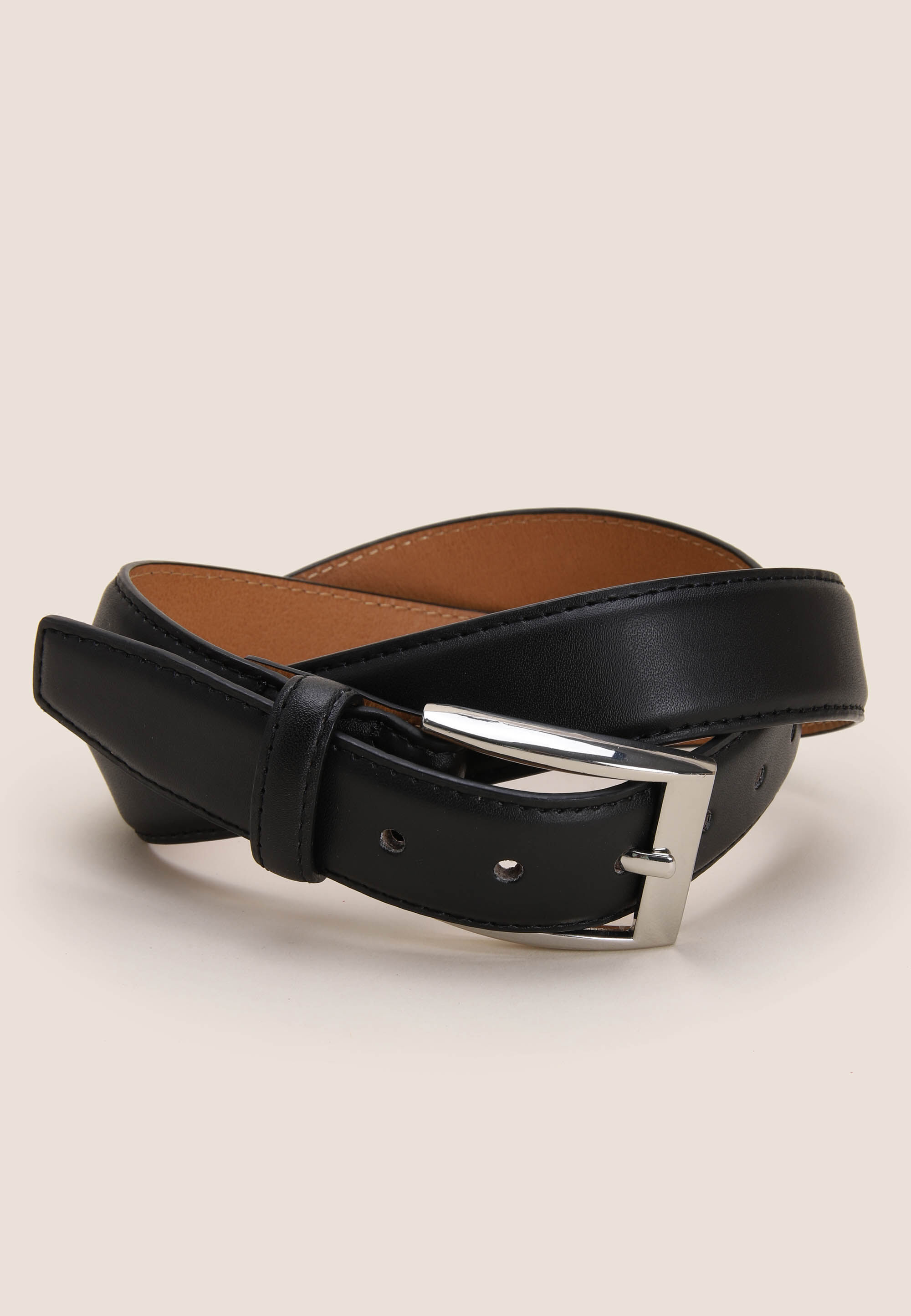 Mens Black Plain Formal Belt