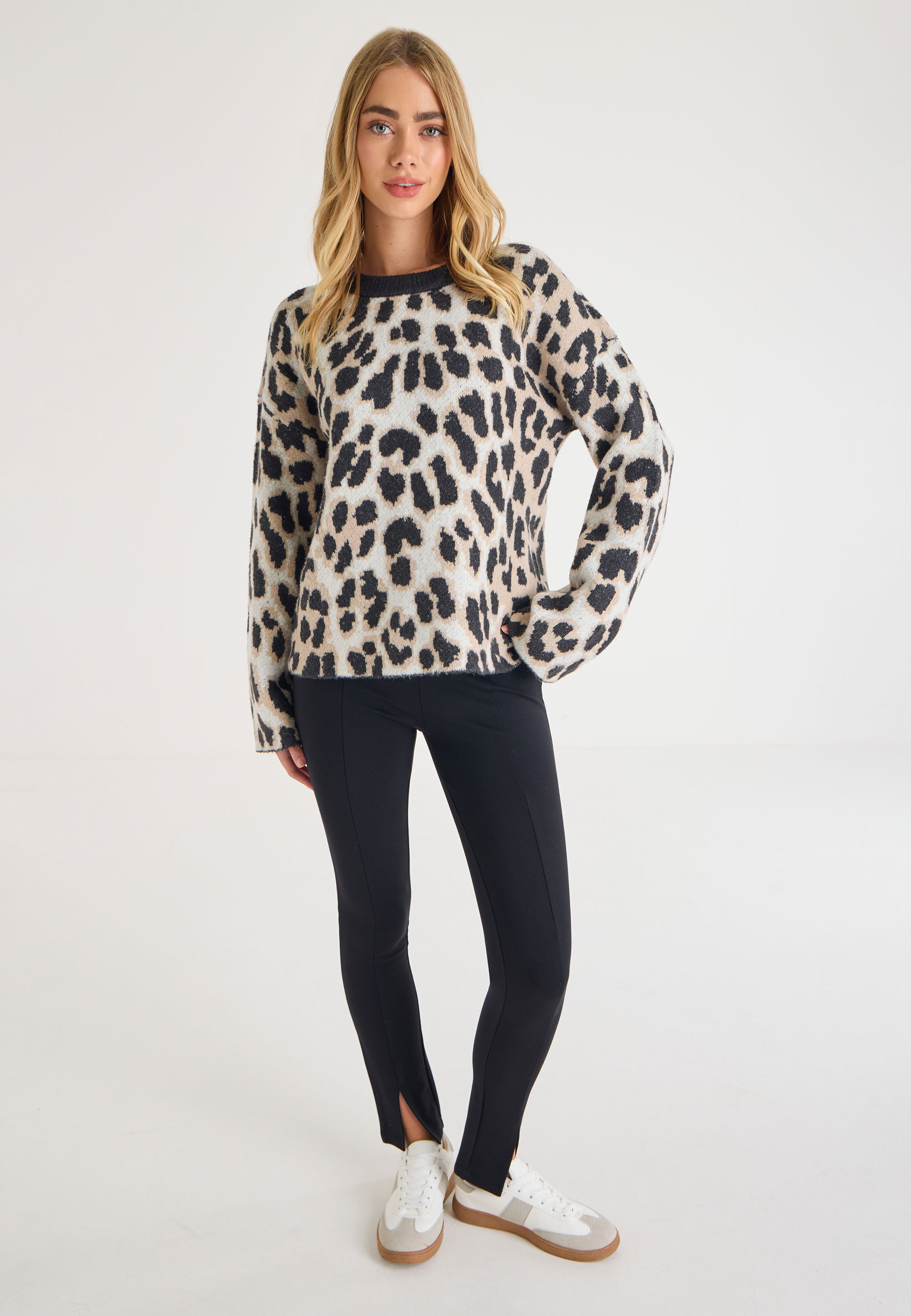 Womens Brown Leopard Print Jumper