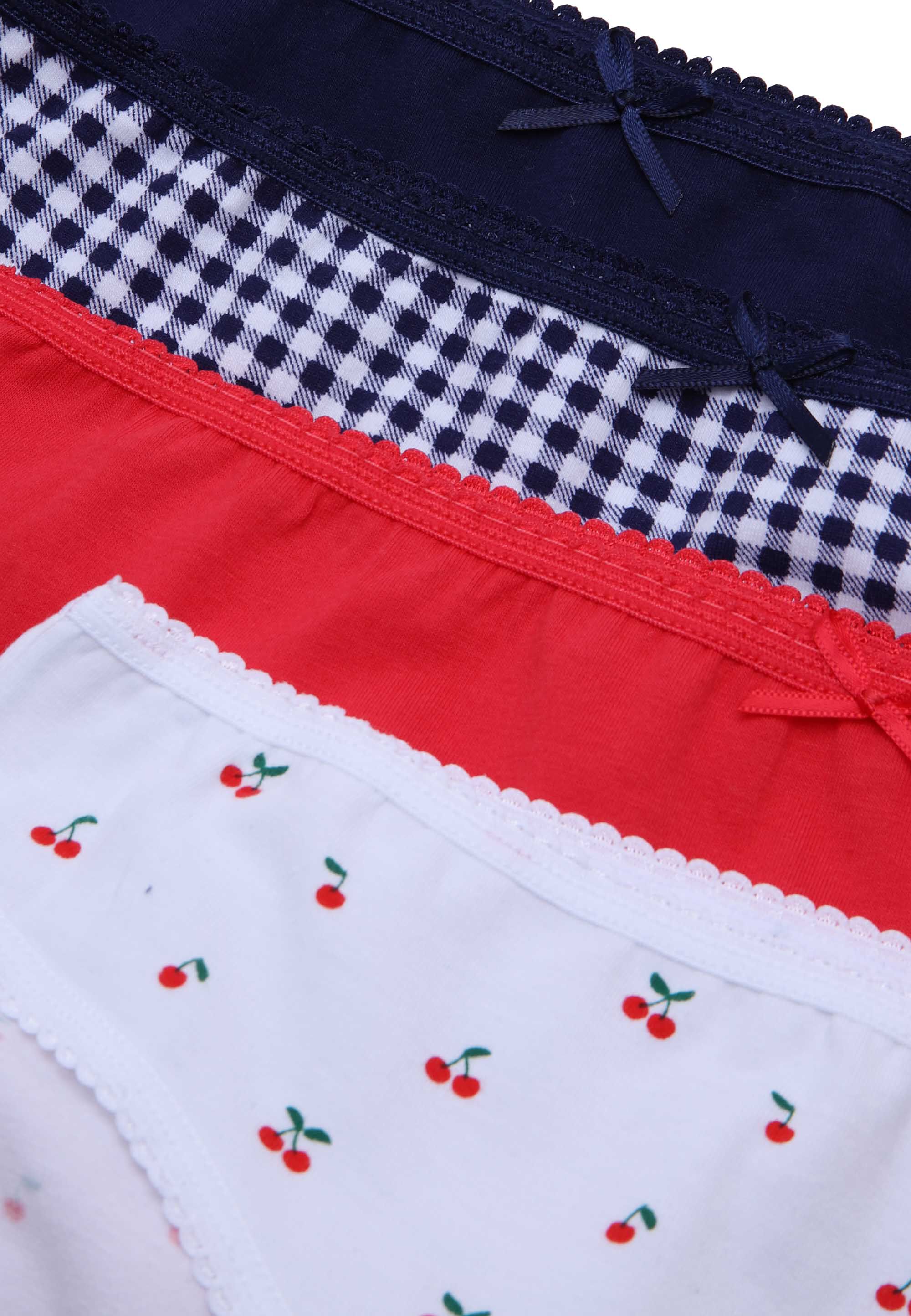 Womens 4pk Red Cherry Print High Cut Briefs