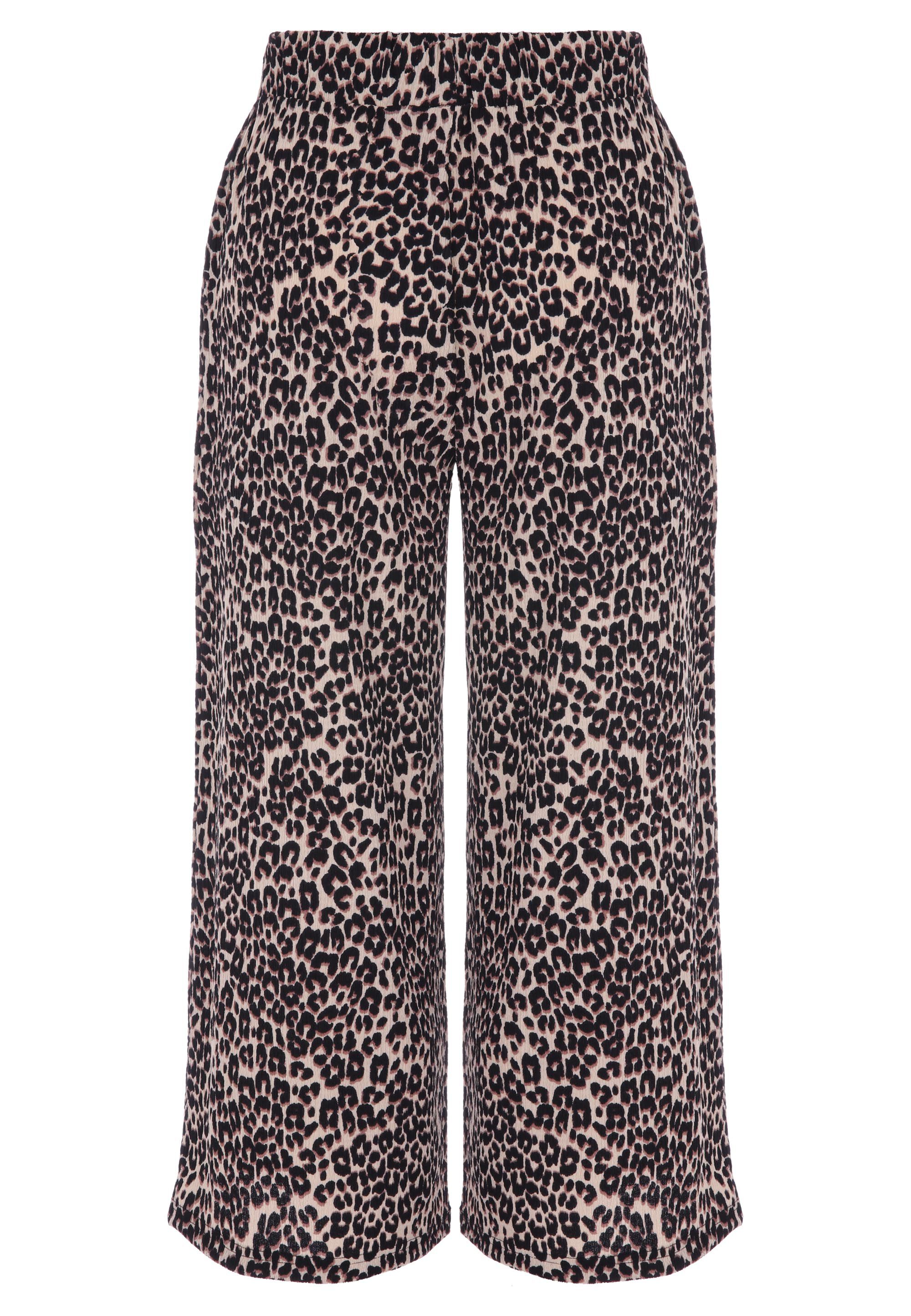 Womens Brown Leopard Print Culotte Trousers