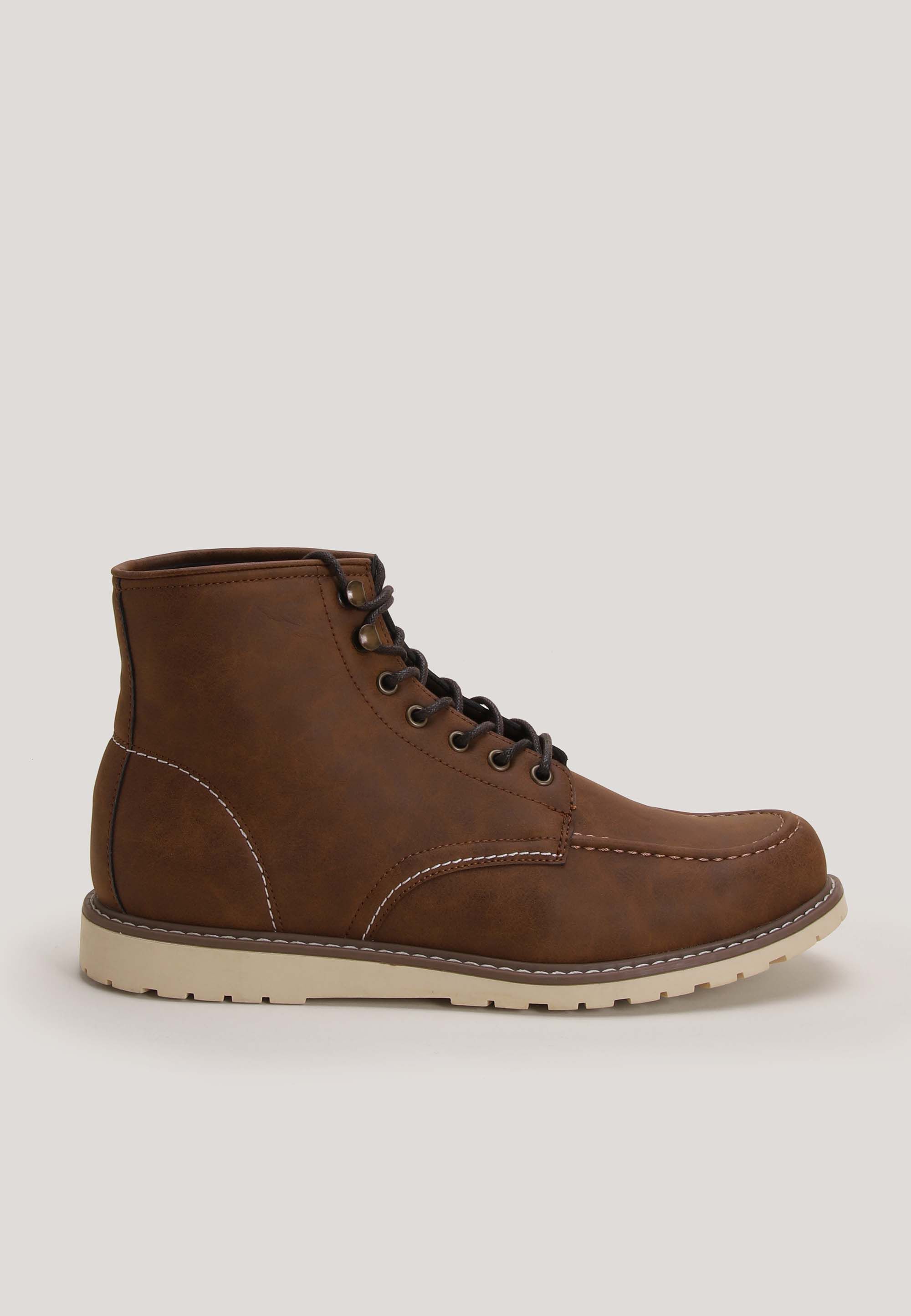 Mens Tan Lace Up Sport Sole Boots