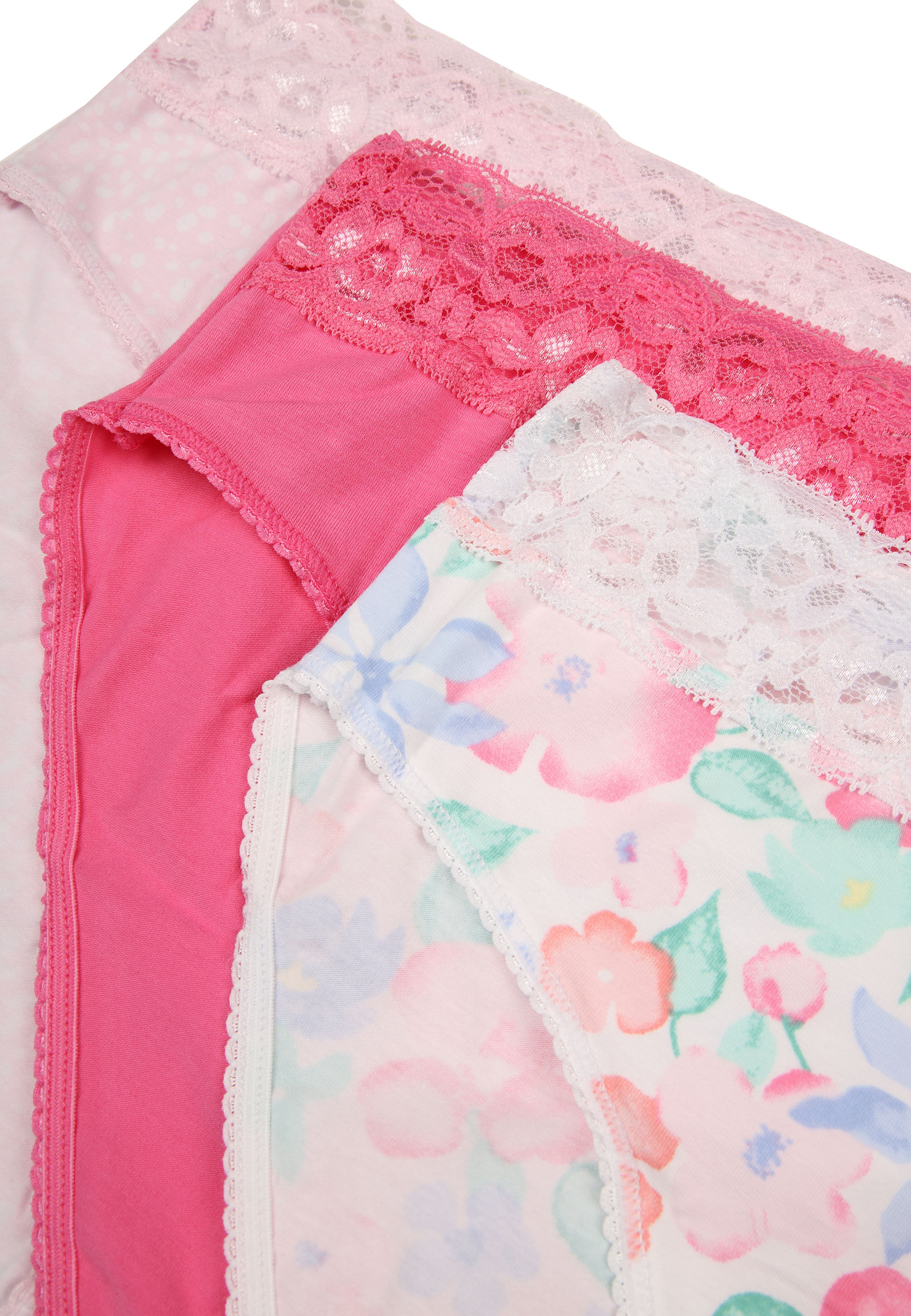 Womens 3pk Pink Floral Print High Cut Briefs