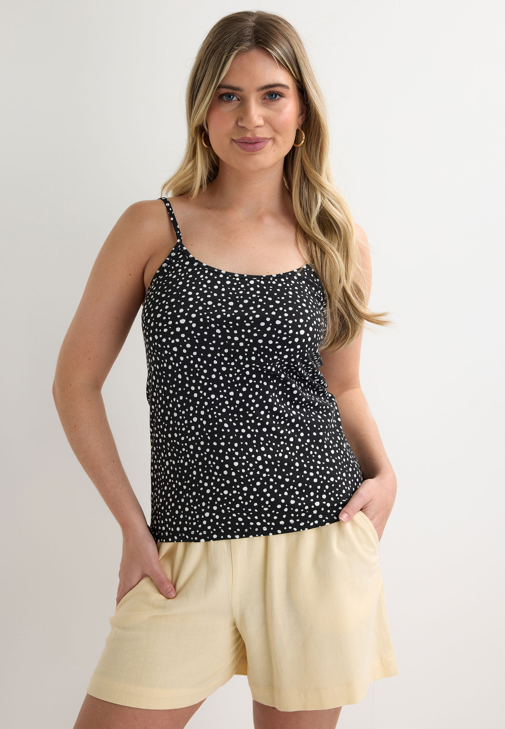Womens Black Spot Stretch Cami Vest