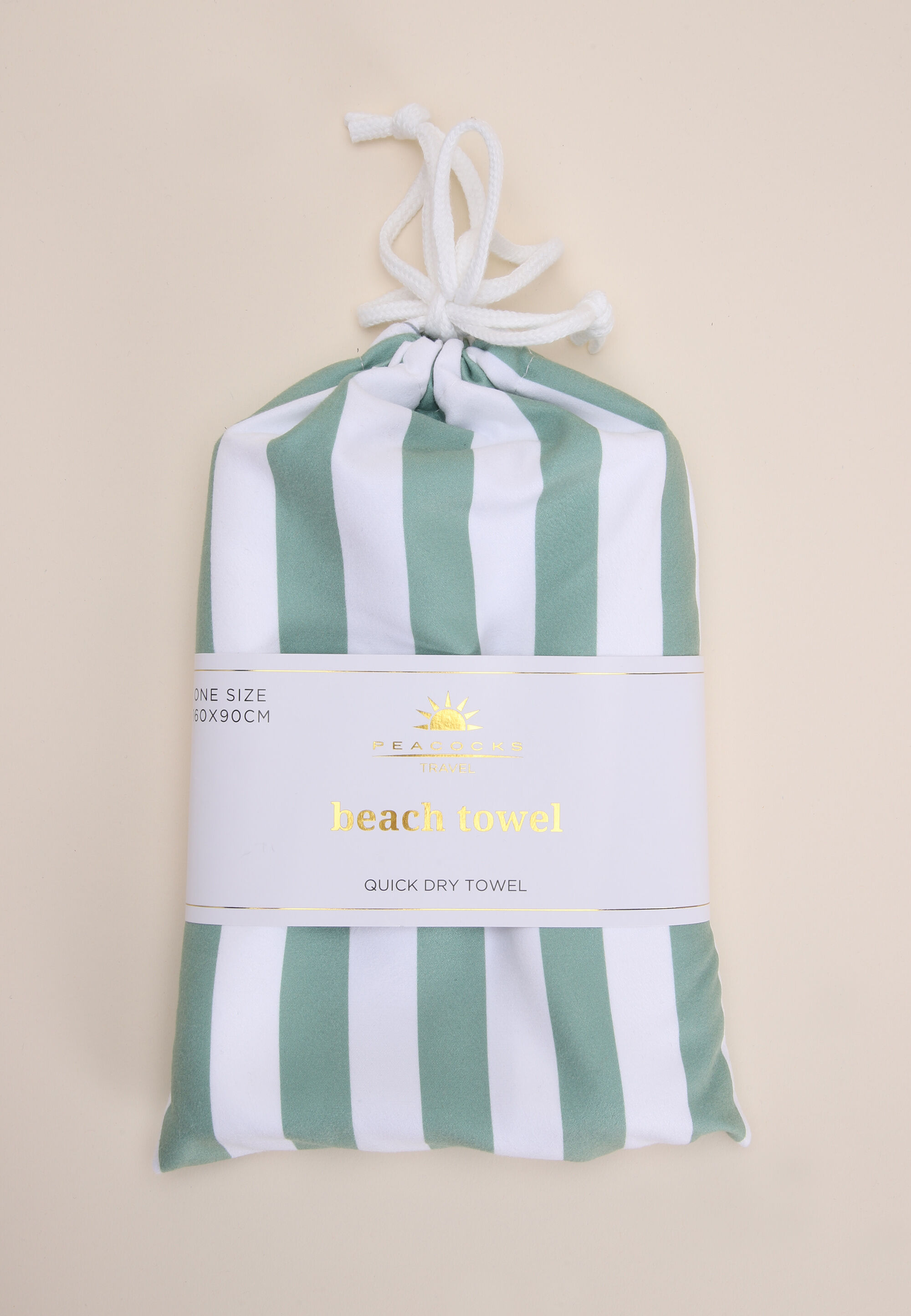 Womens Sage Stripe Packable Travel Towel