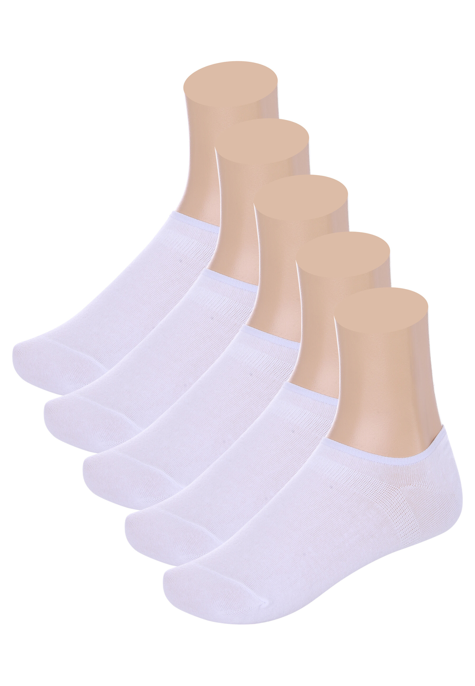 Womens 5pk White No Show Trainer Socks