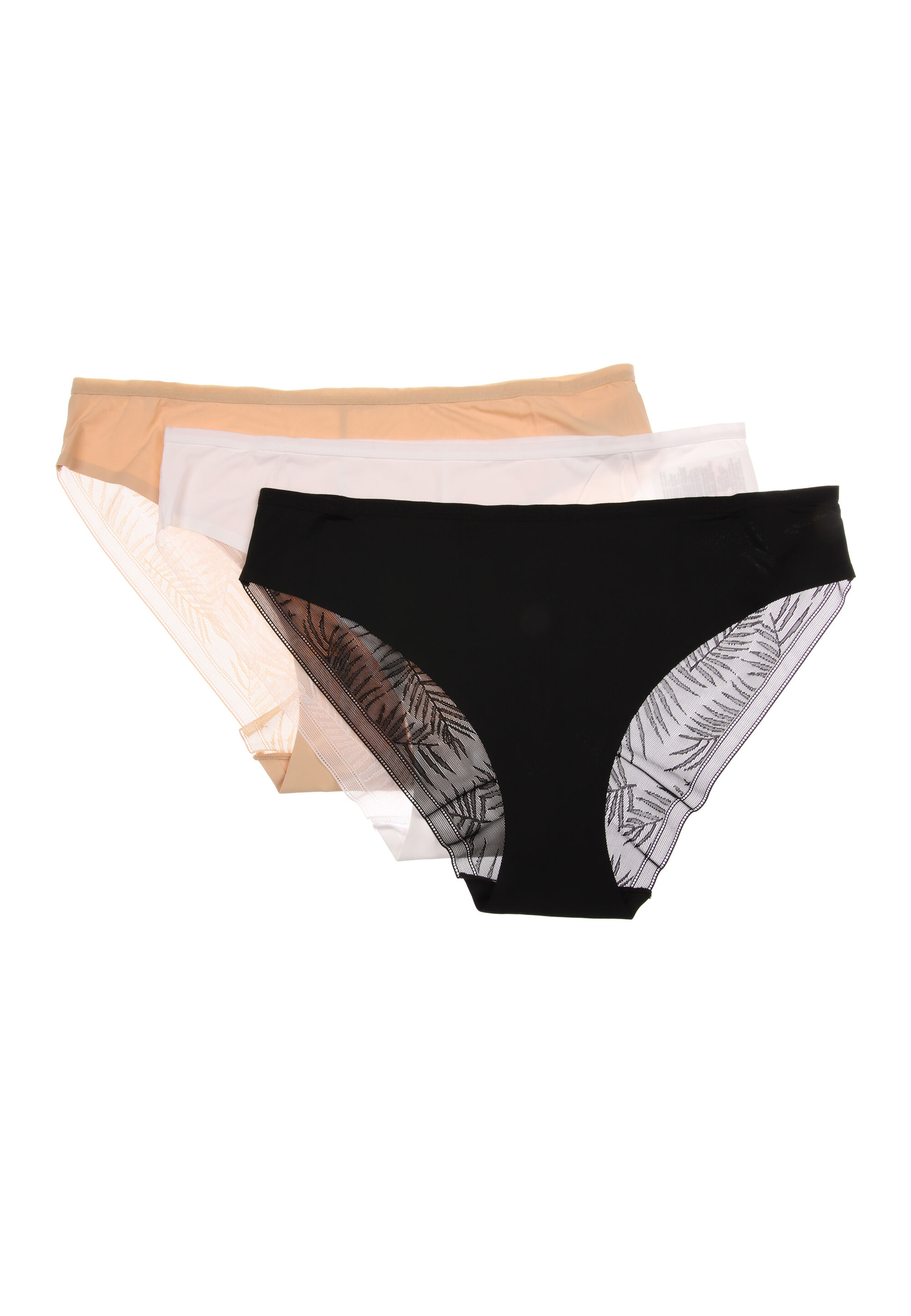 Womens 3pk Black & Neutral Lace Bonded Briefs