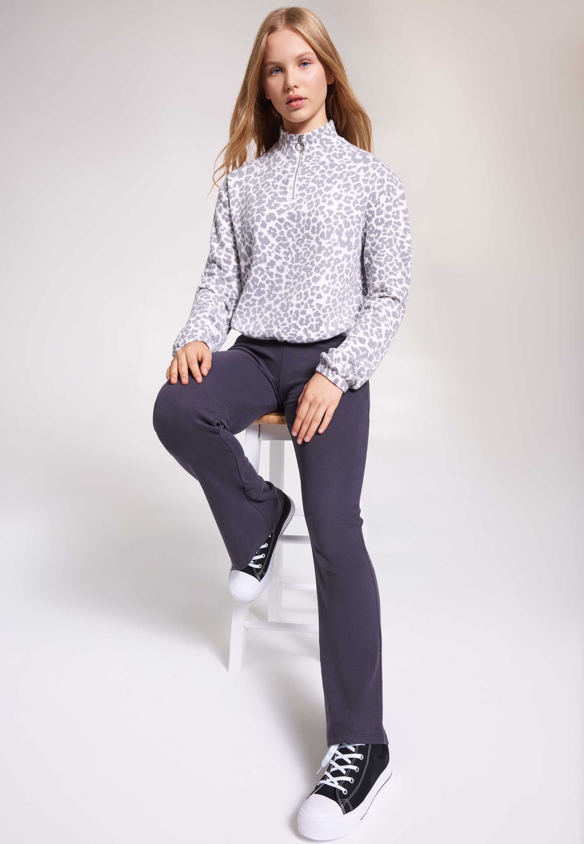 Older Girls Charcoal Plain Bootcut Leggings