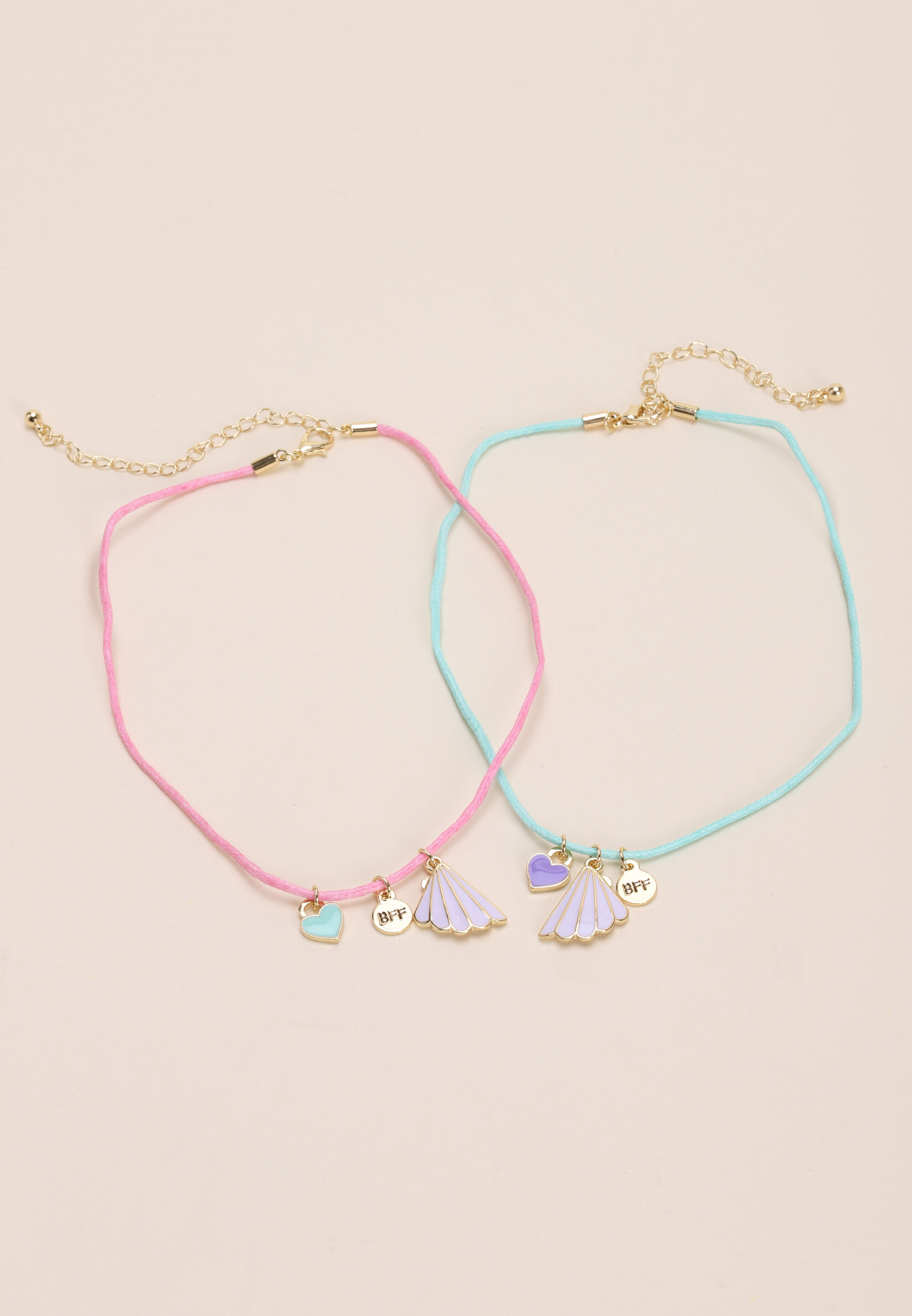 Girls 2pk Pink & Mint Shell Friendship Bracelets