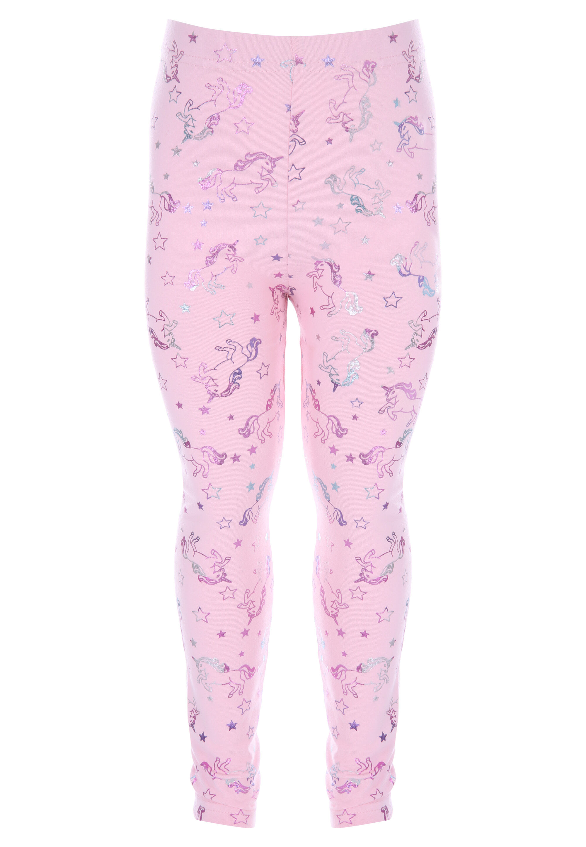 Younger Girls Pink Unicorn Foil Print Leggings