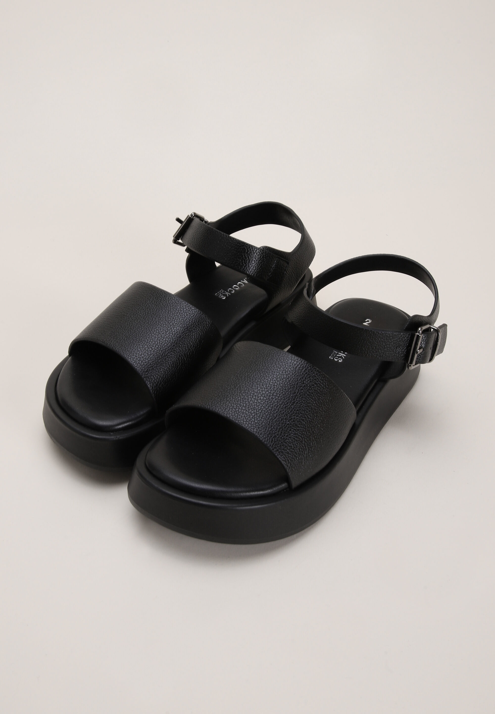 Older Girls Black Strap Flatform Sandals