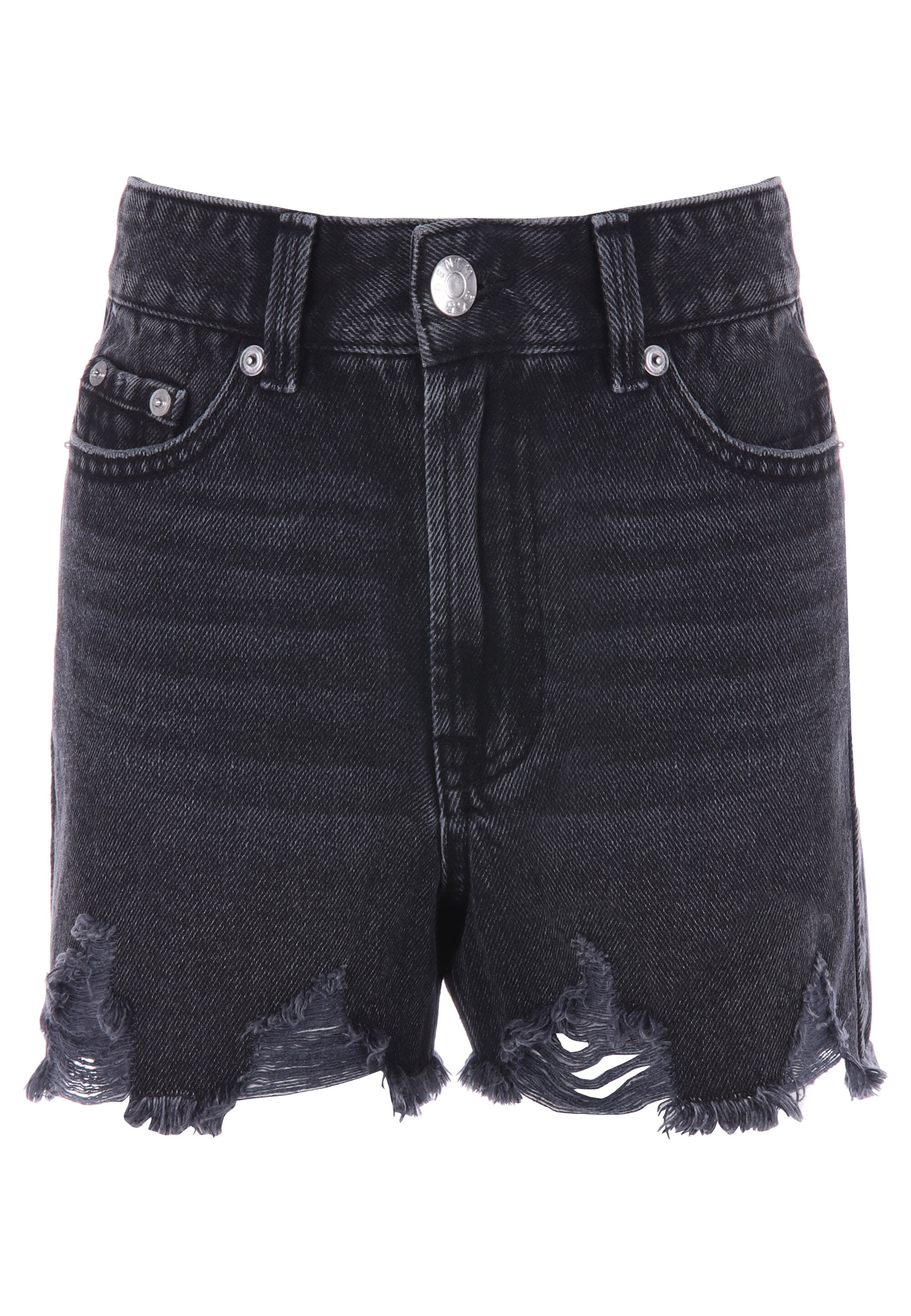 Older Girls Black Ripped Hem Denim Shorts