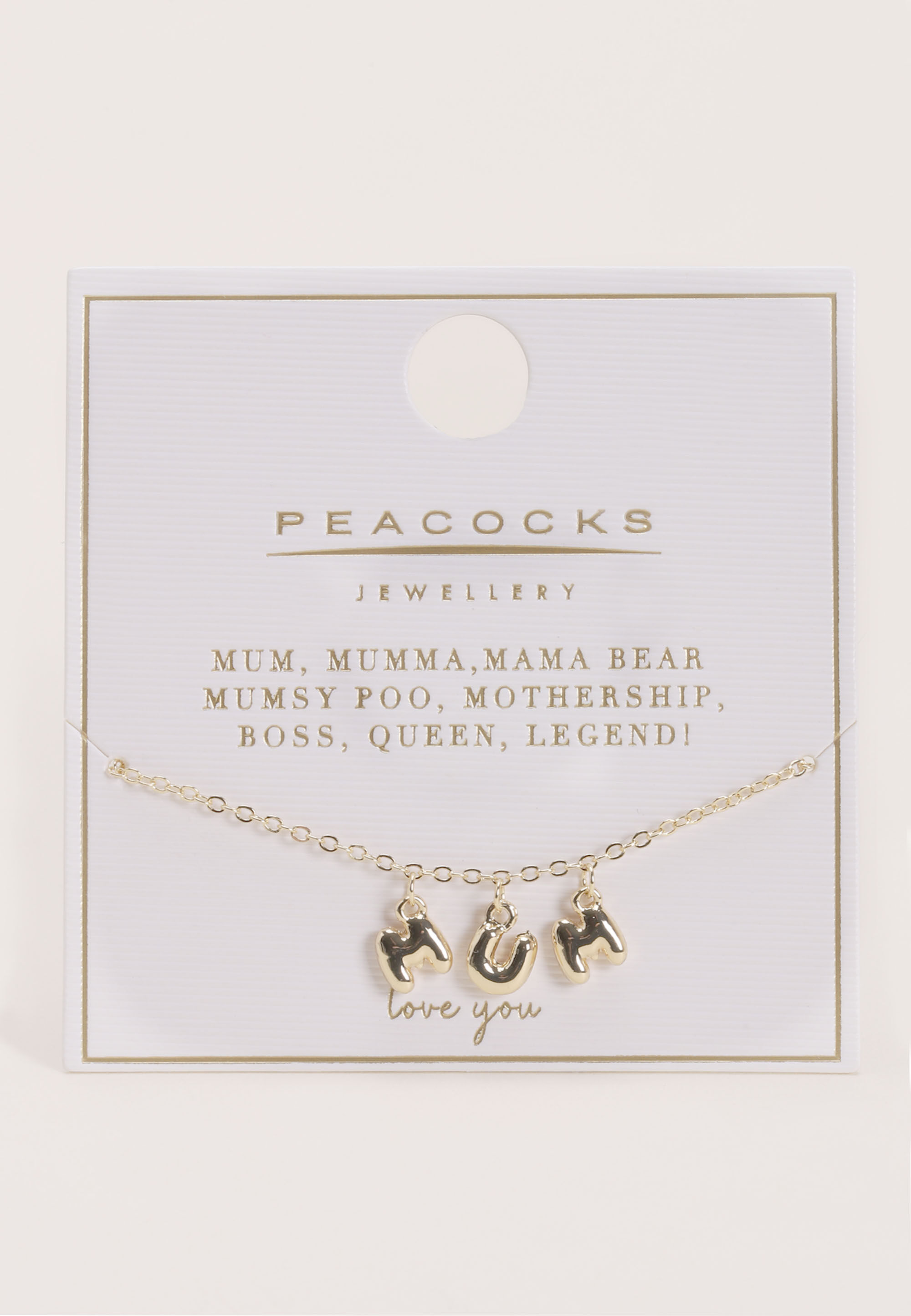 Womens Gold Mum Letter Pendant Bracelet