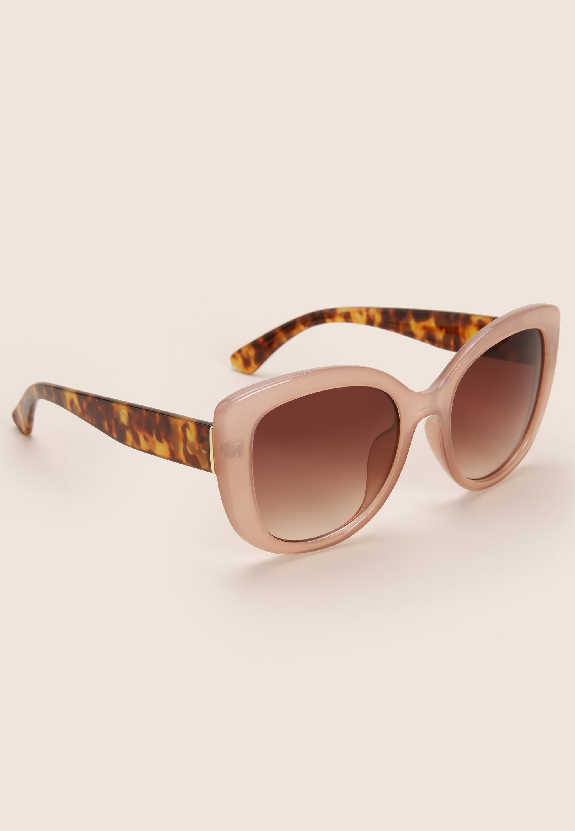 Womens Pink Tortoiseshell Cats Eye Sunglasses
