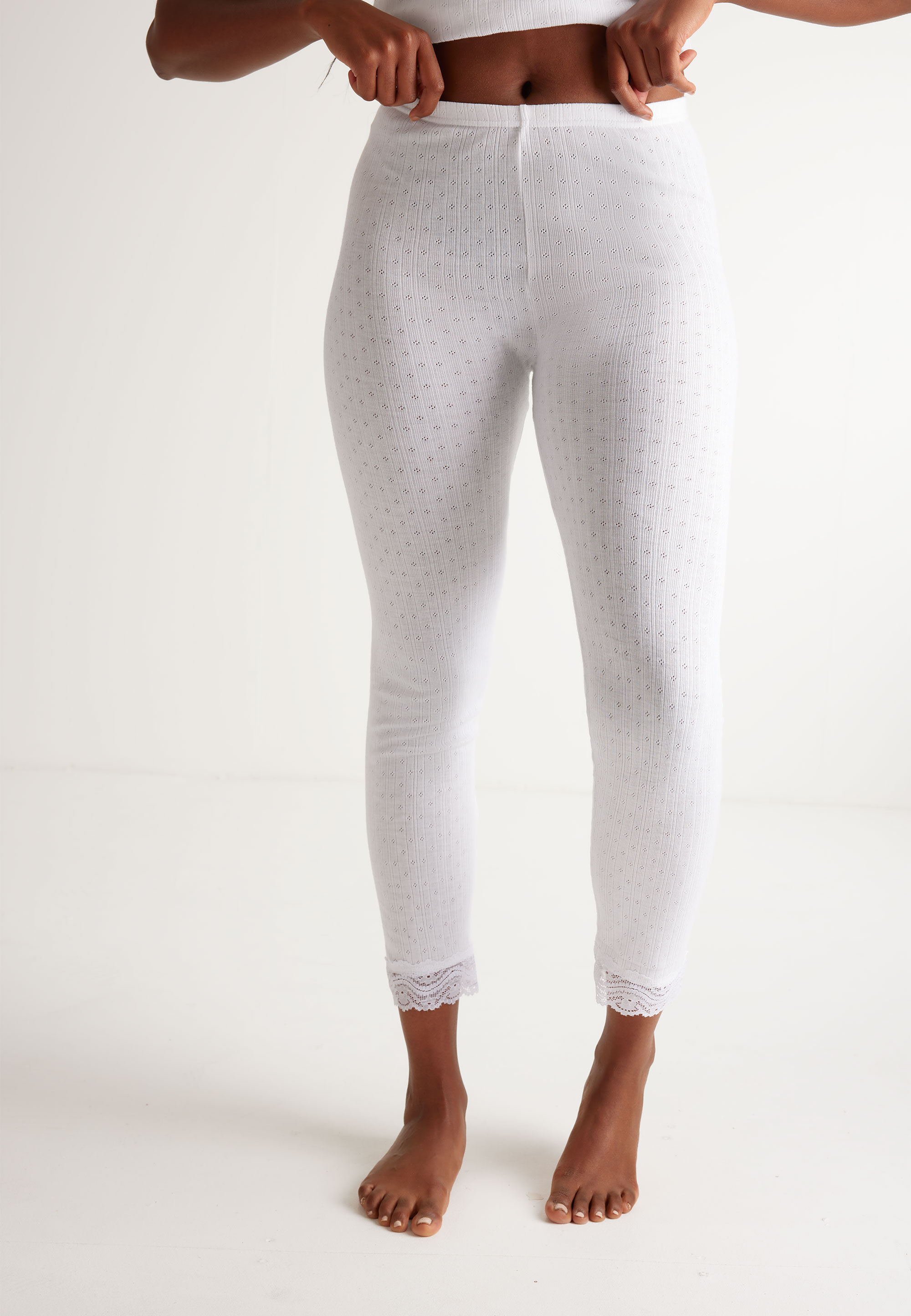 Womens Plain White Thermal Leggings