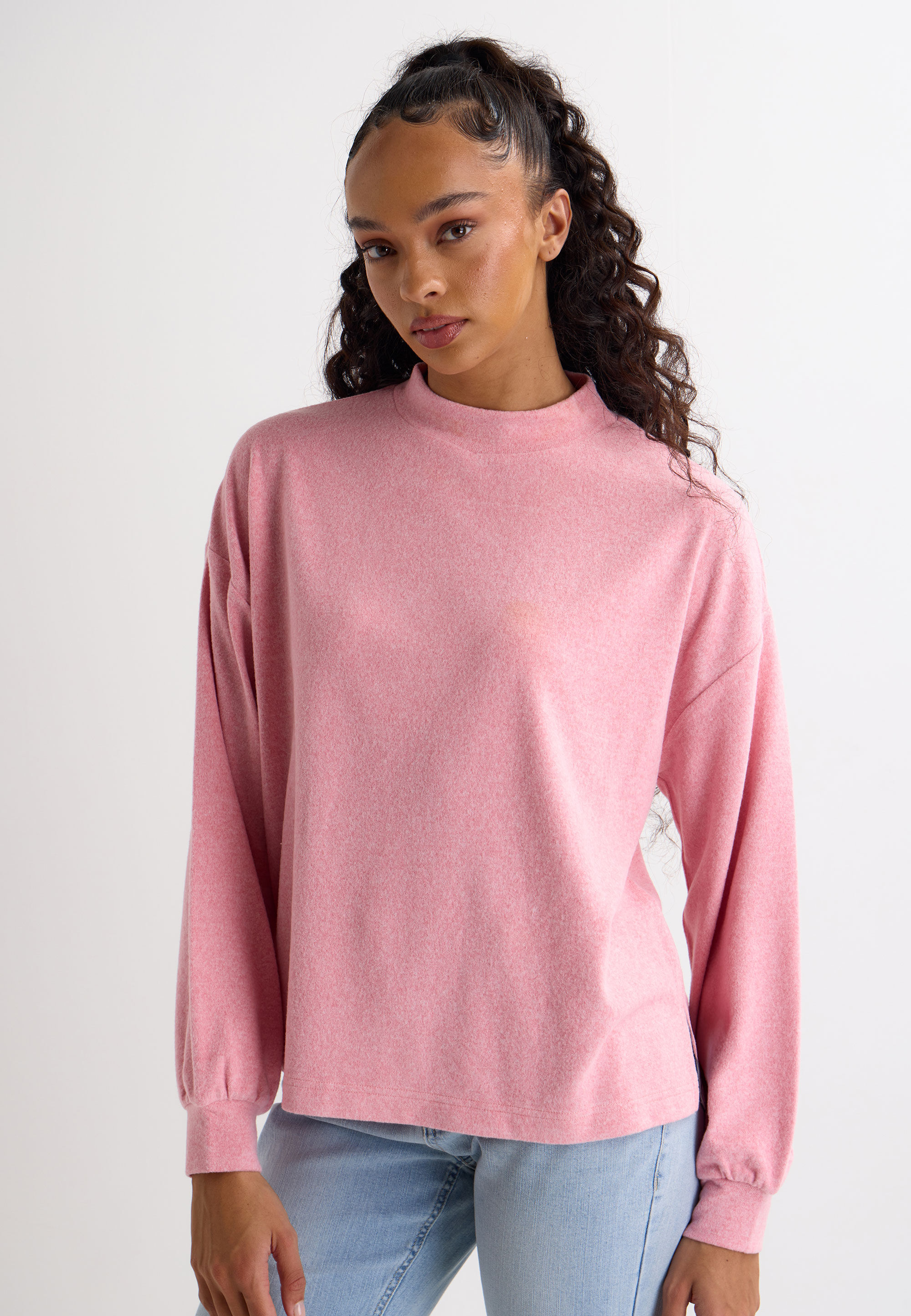 Womens Pink Cosy Relaxed Plain Top