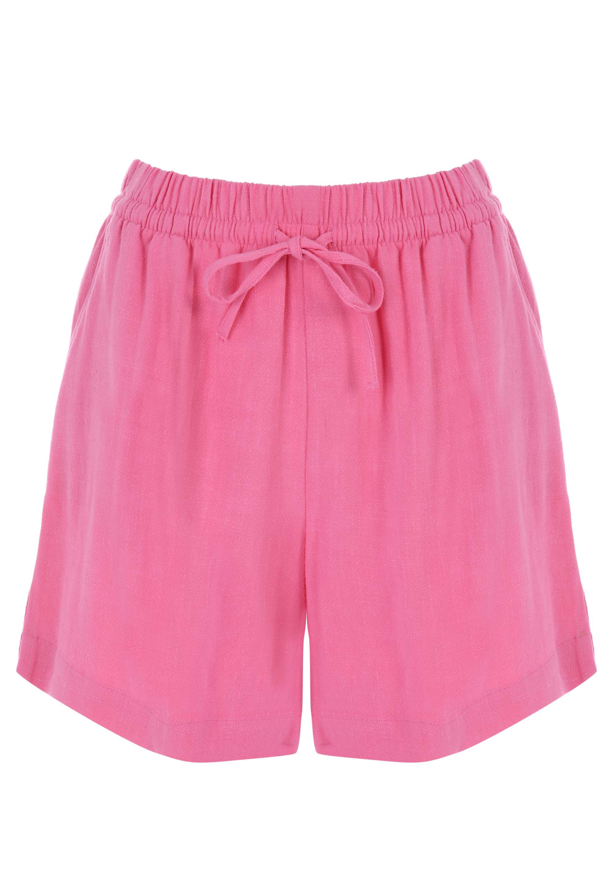 Womens Hot Pink Linen Pull On Shorts