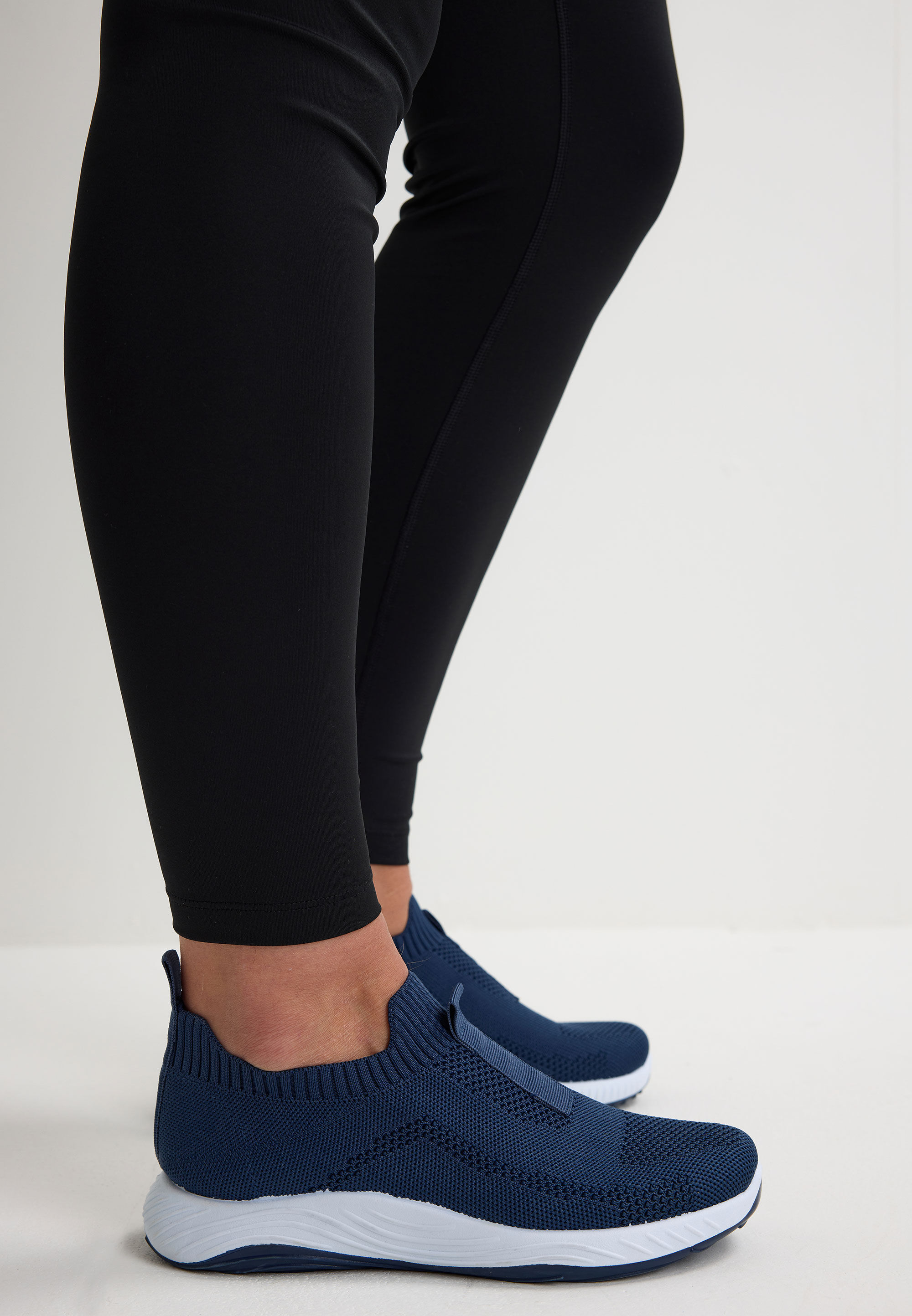 Womens Navy Woven Slip On Trainers