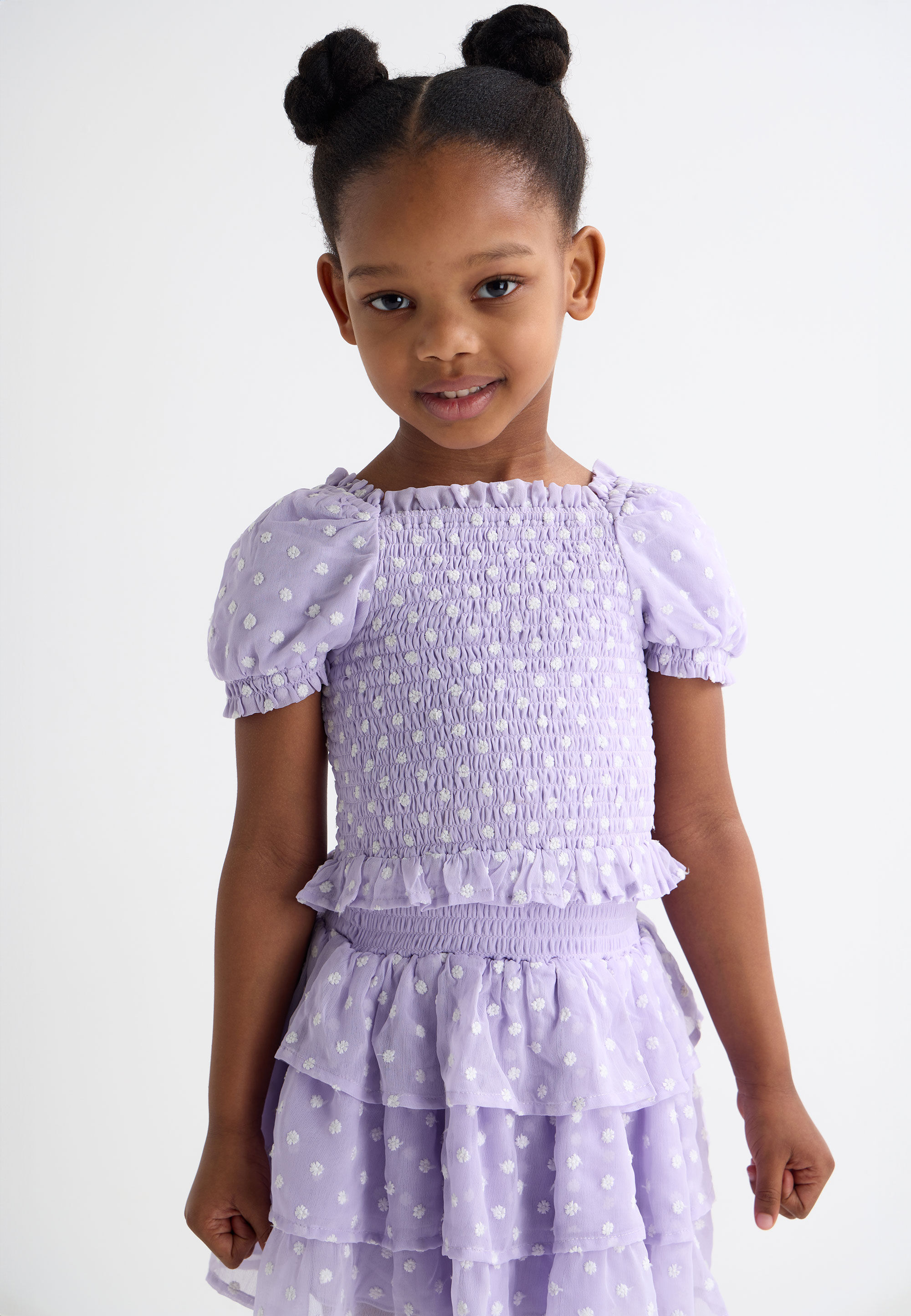 Younger Girls Lilac Floral Top & Ra-Ra Skirt Set