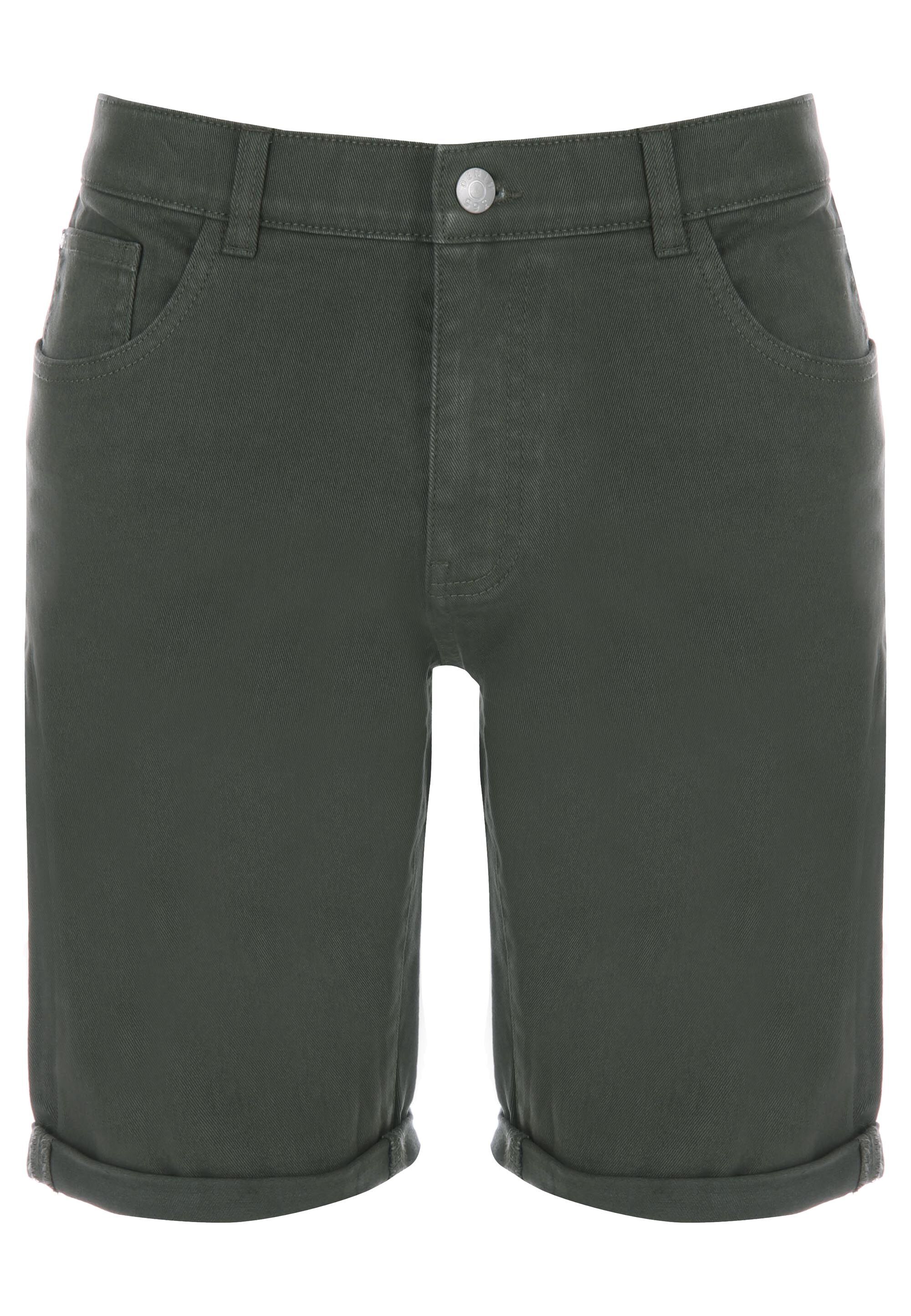 Mens Green Denim Mid Length Shorts