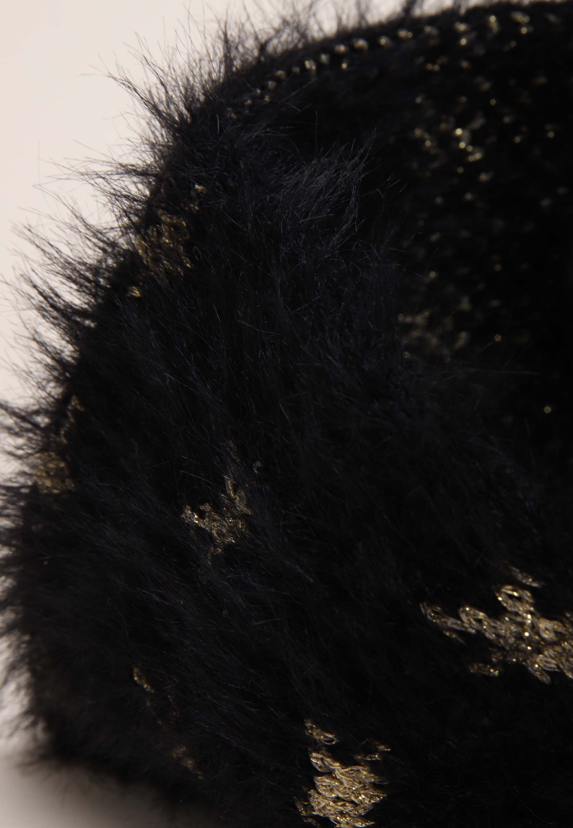Womens Black & Gold Star Eyelash Knit Headband