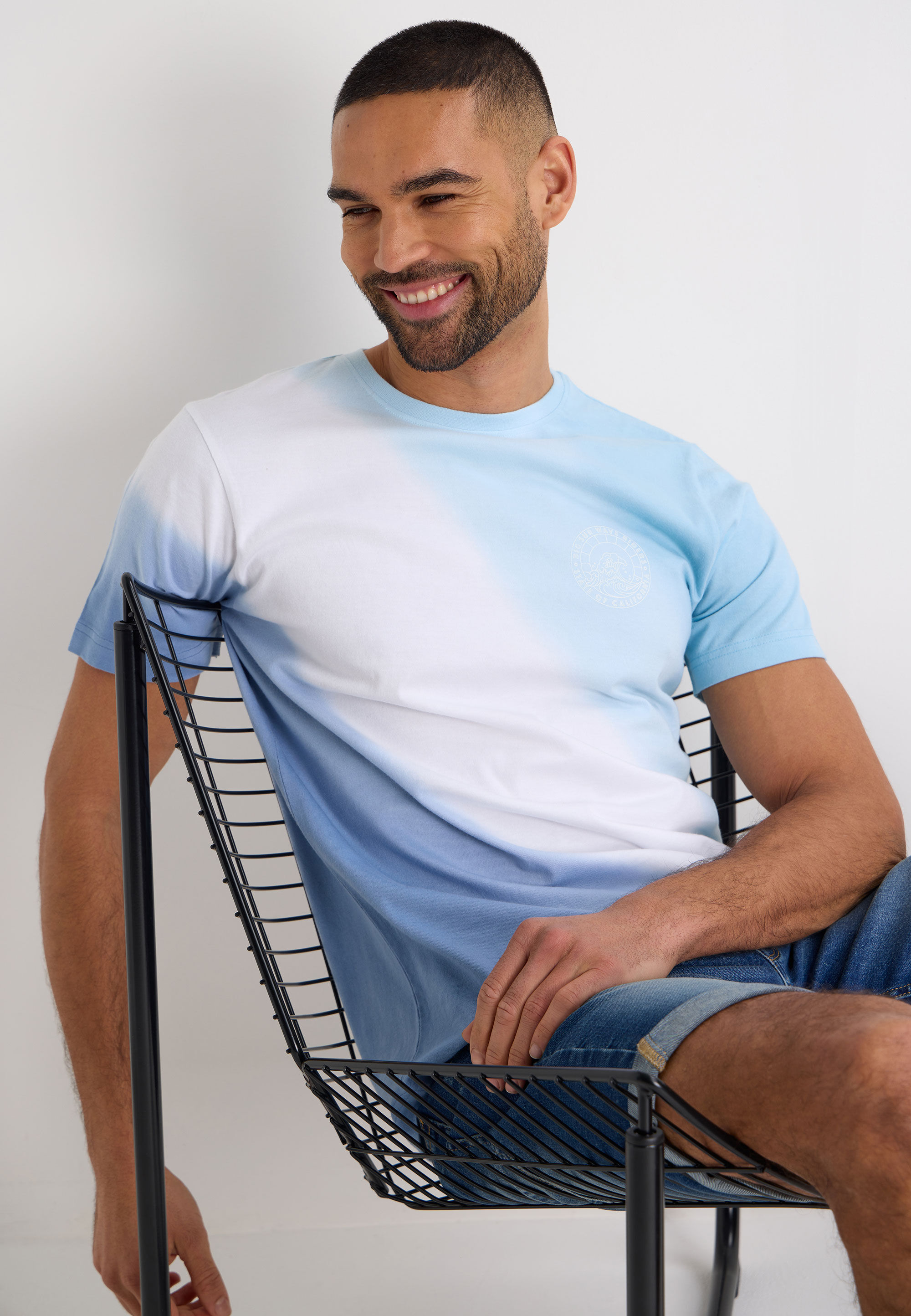 Mens Blue Tie Dye Short Sleeve T-Shirt