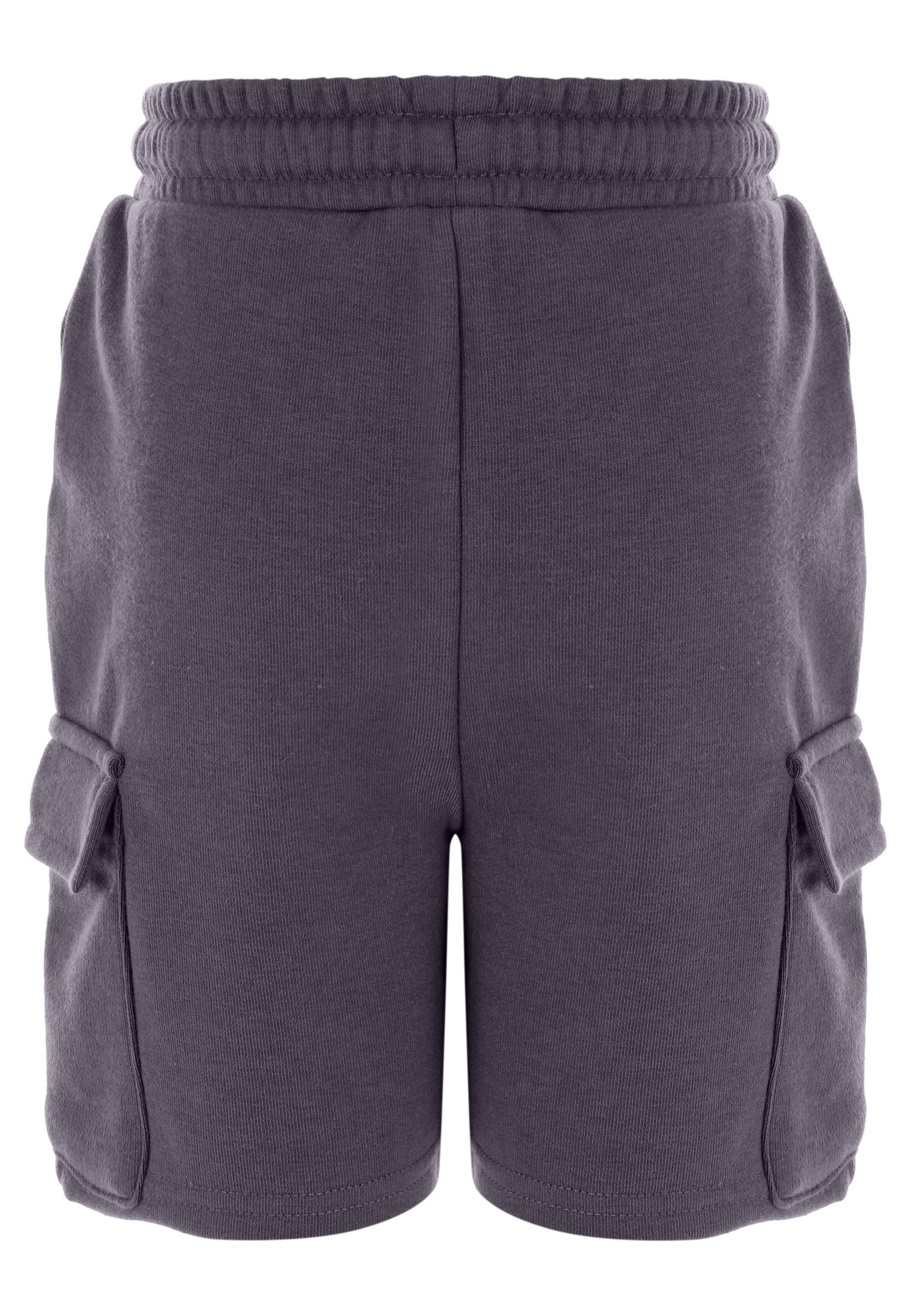 Younger Boys Charcoal Plain Sweat Cargo Shorts