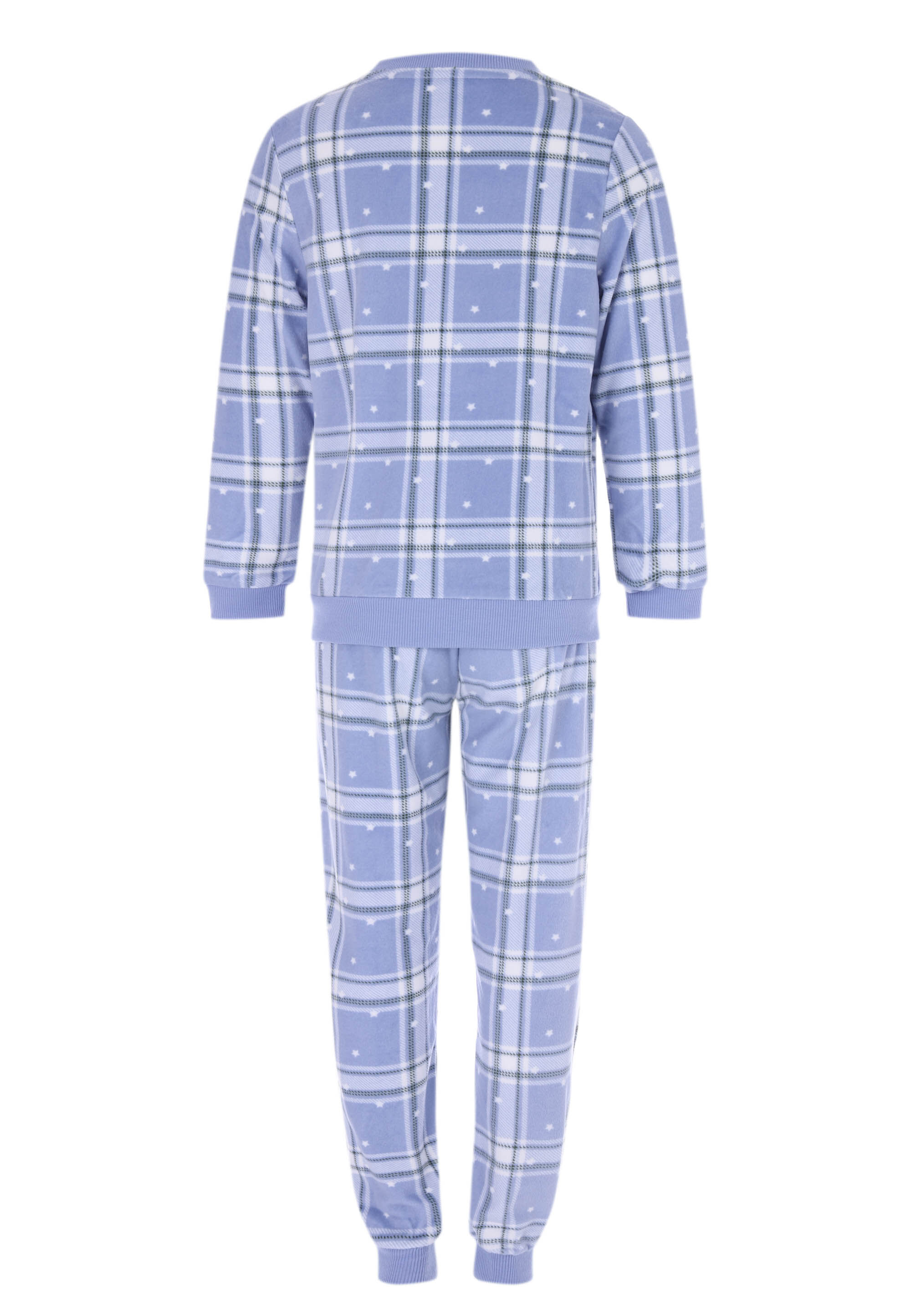 Girls Blue Check Star Print Pyjama Set