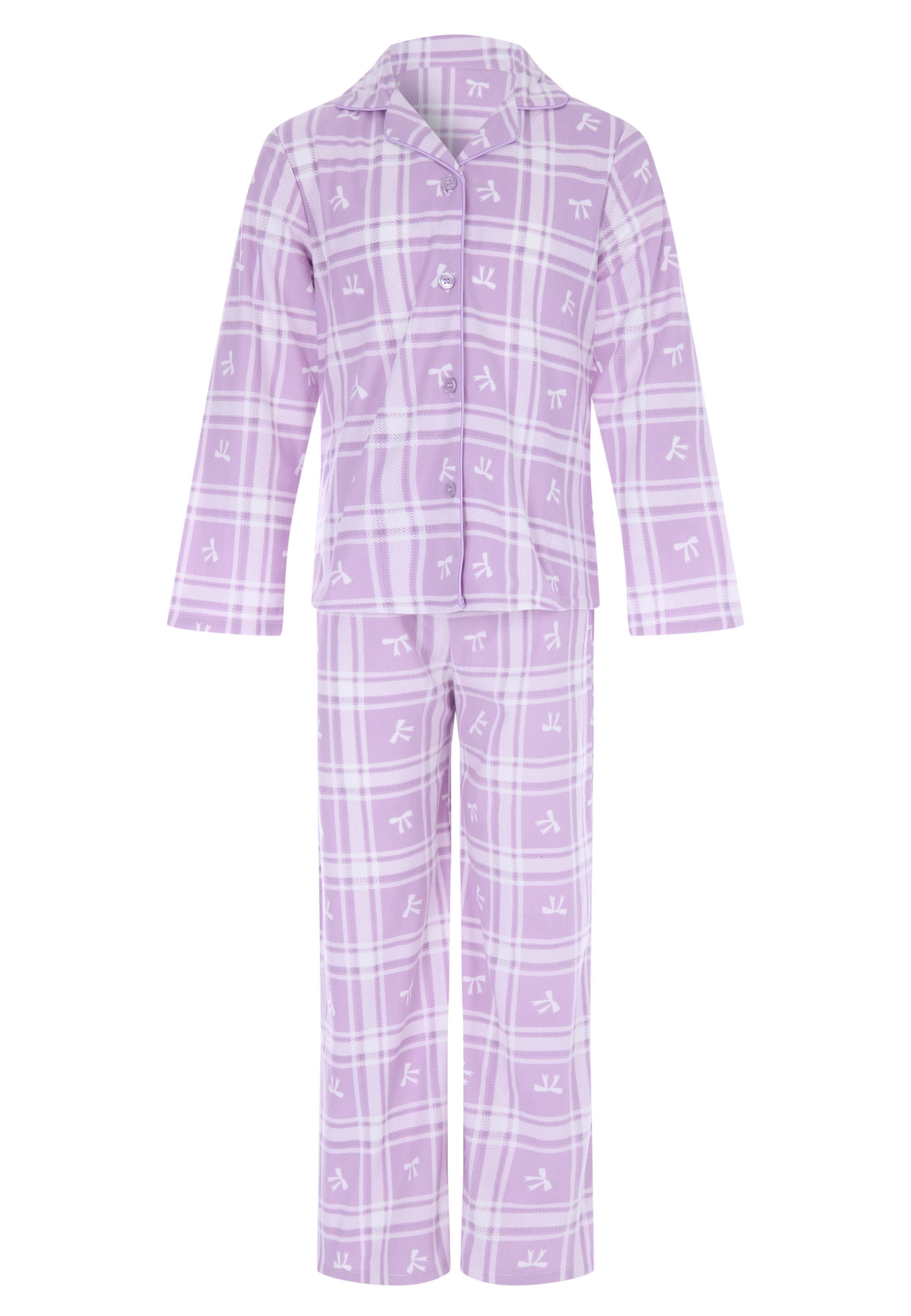 Younger Girls Lilac Check Pyjama Gift Set