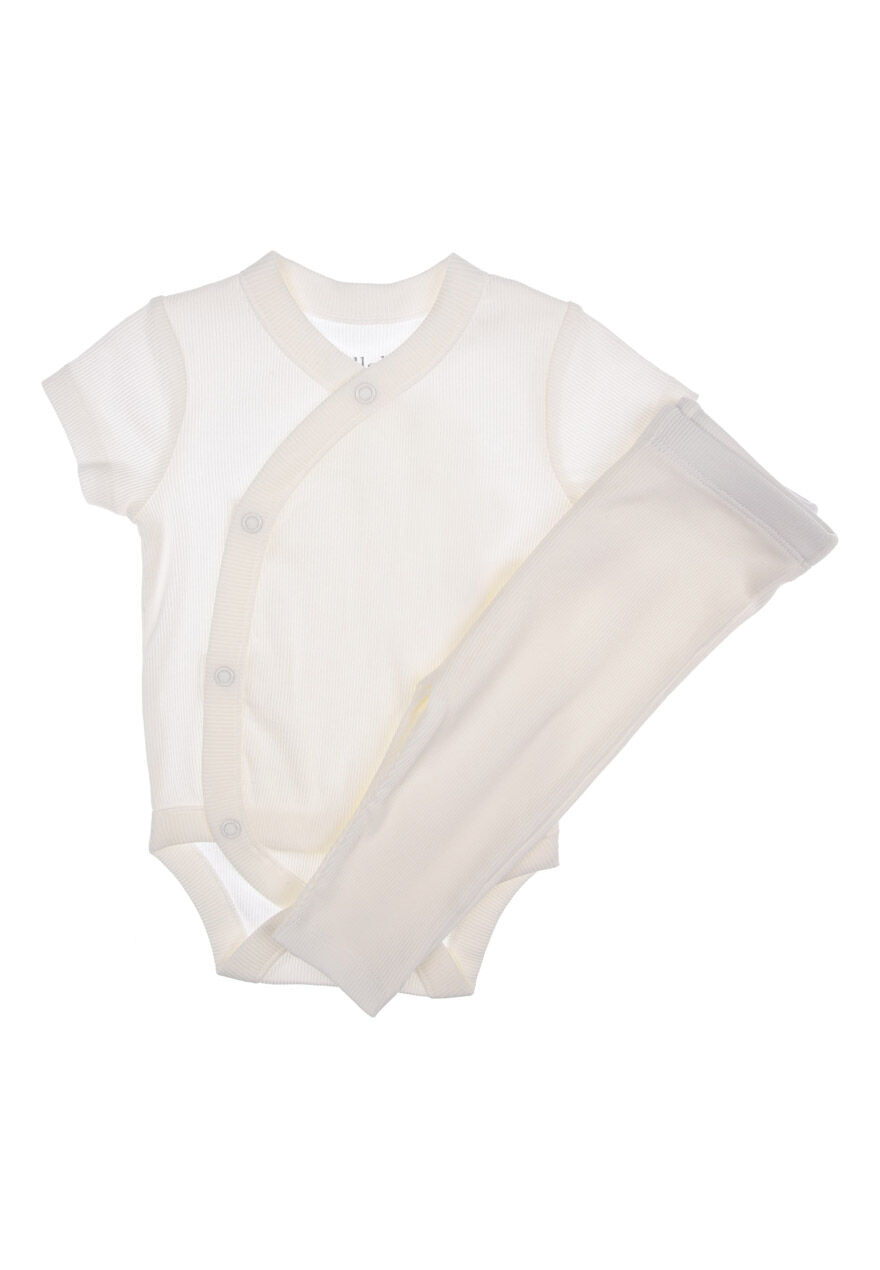 Unisex Baby Cream Rib Bodysuit and Leggings Set