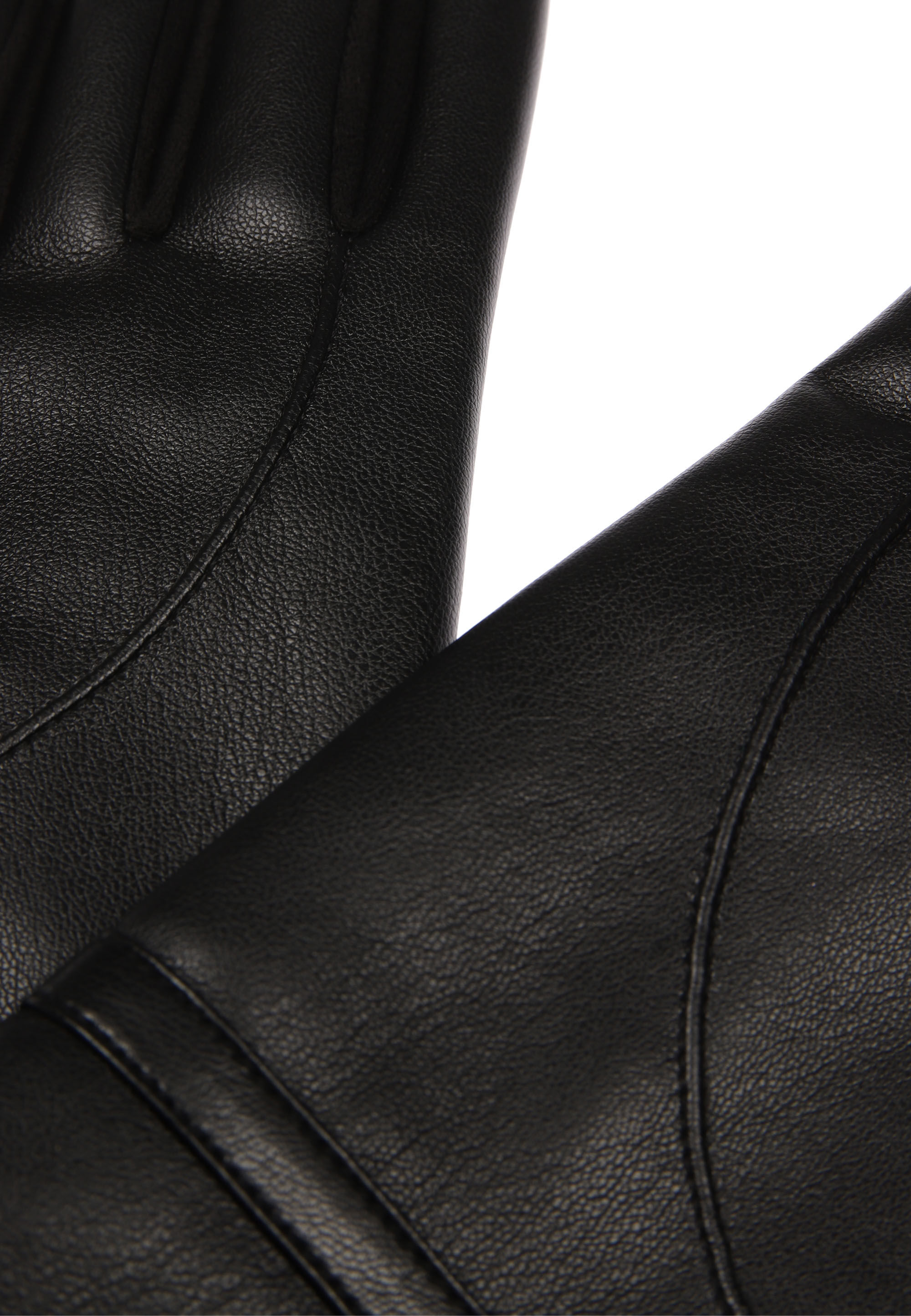 Womens Black Plain PU Gloves