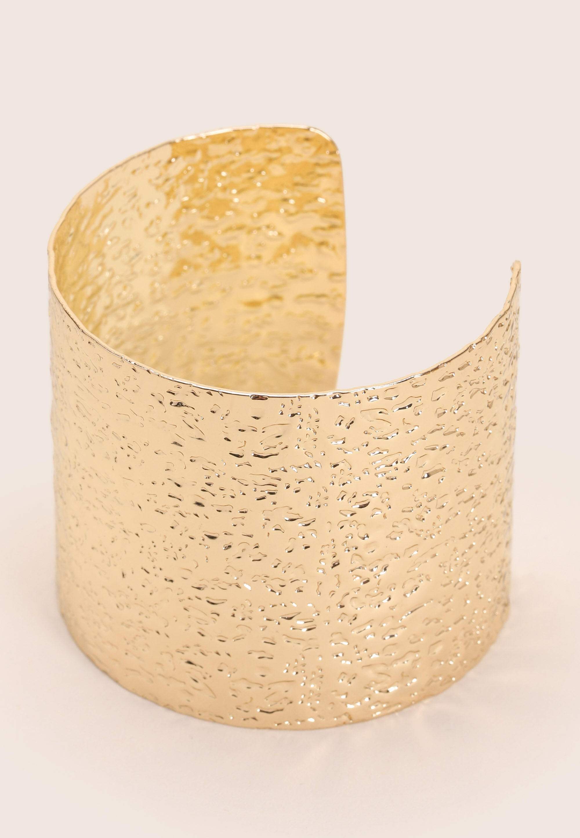 Womens Gold Textured Molten Cuff Bracelet