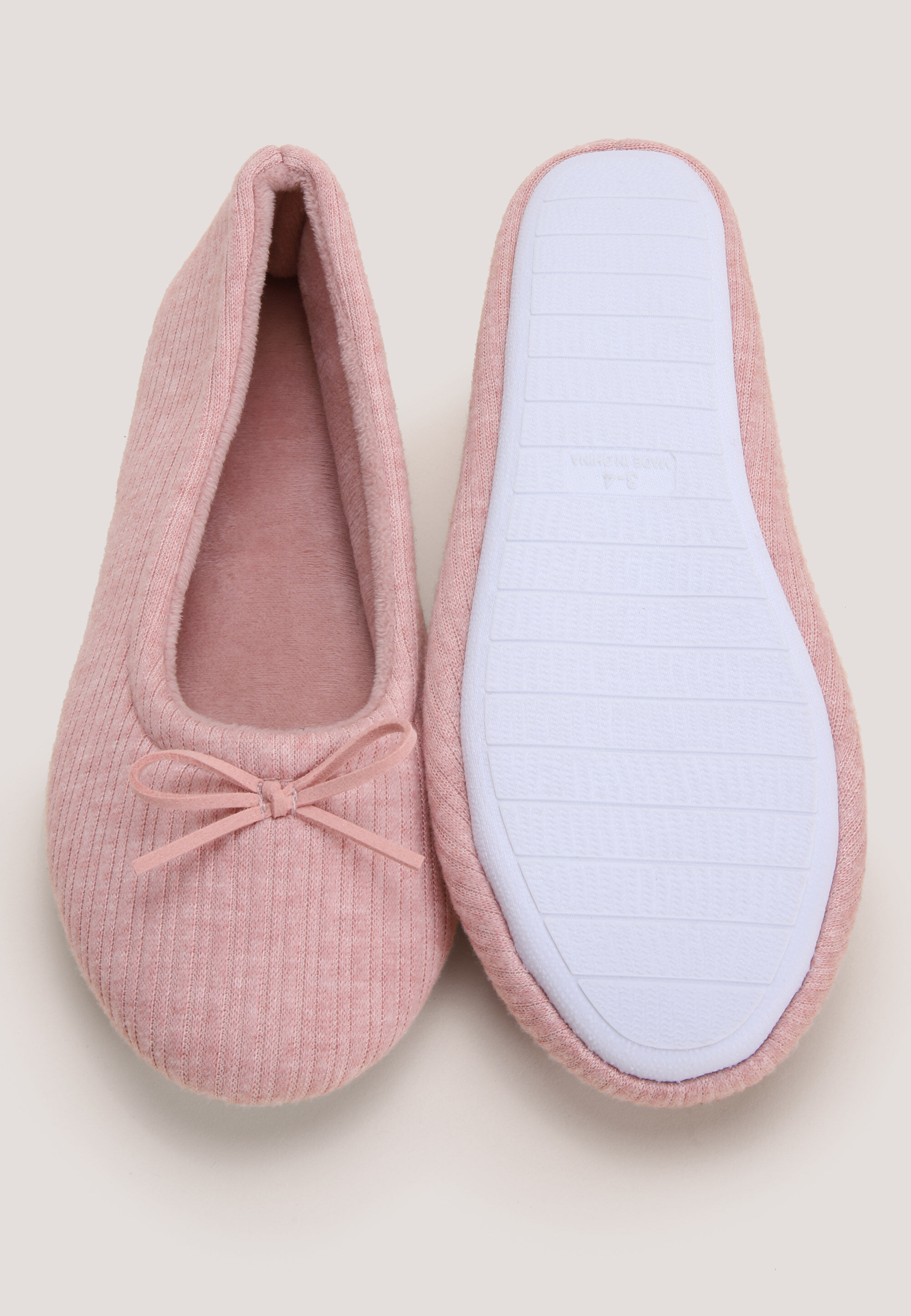 Womens Pink Pointelle Ballet Slippers