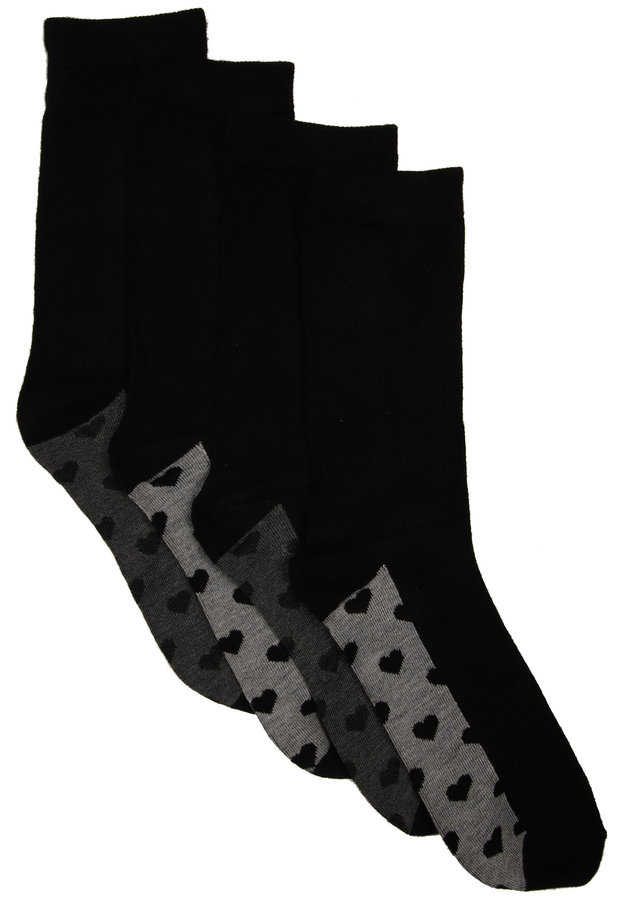 Womens 4pk Black Heart Super Soft Socks