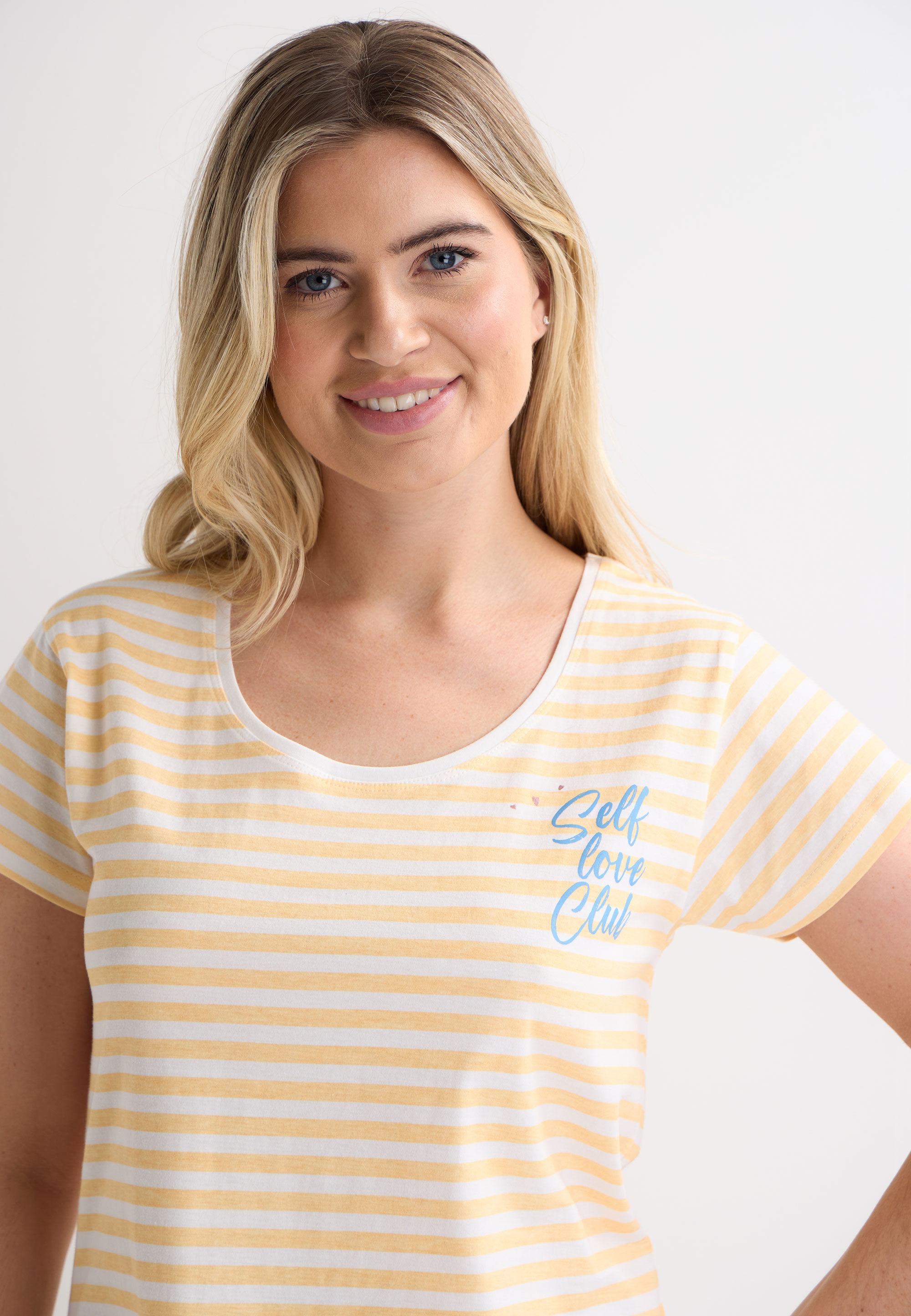 Womens Lemon Stripe Print Pyjama Set