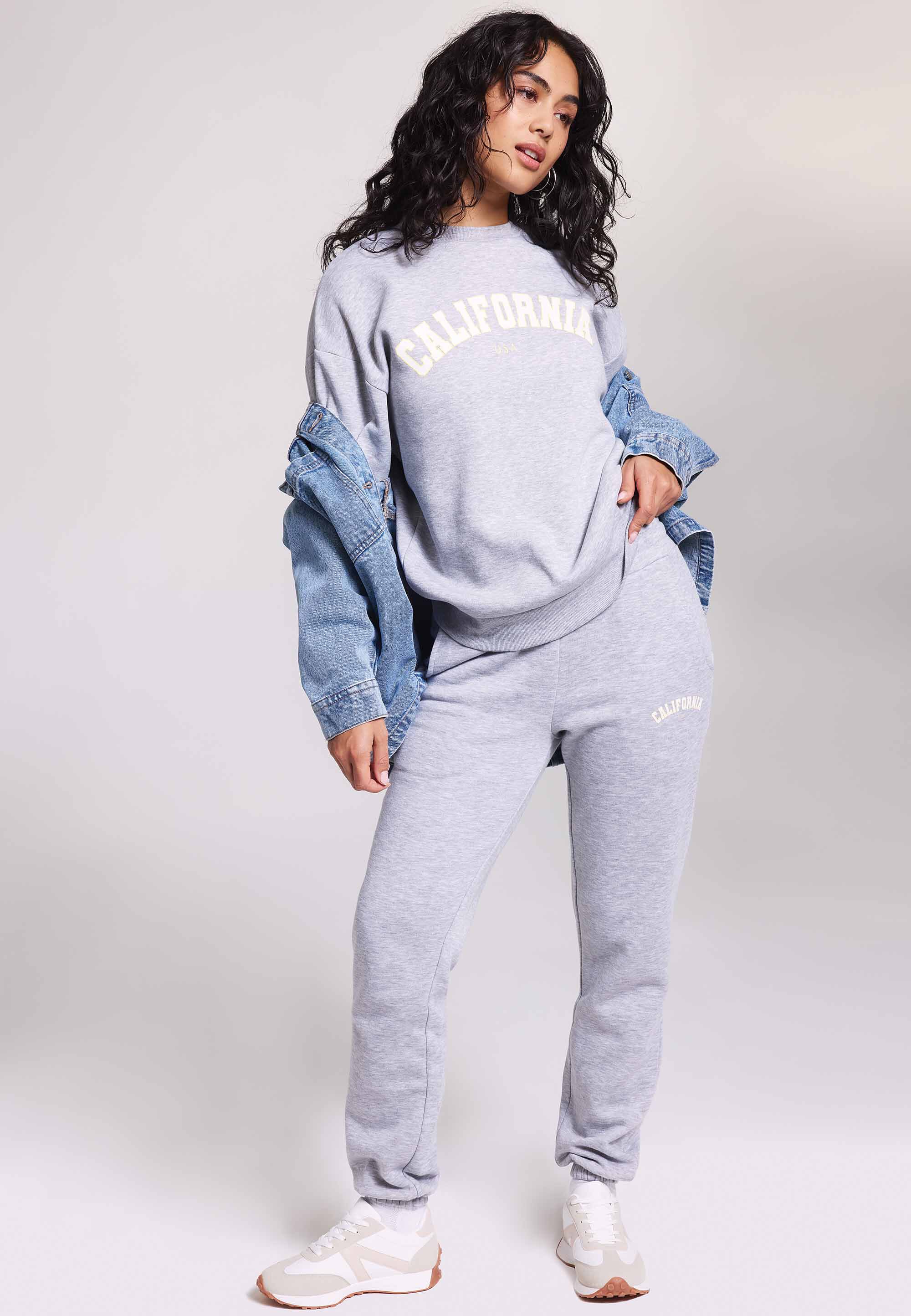 Womens Grey California Cuffed Joggers